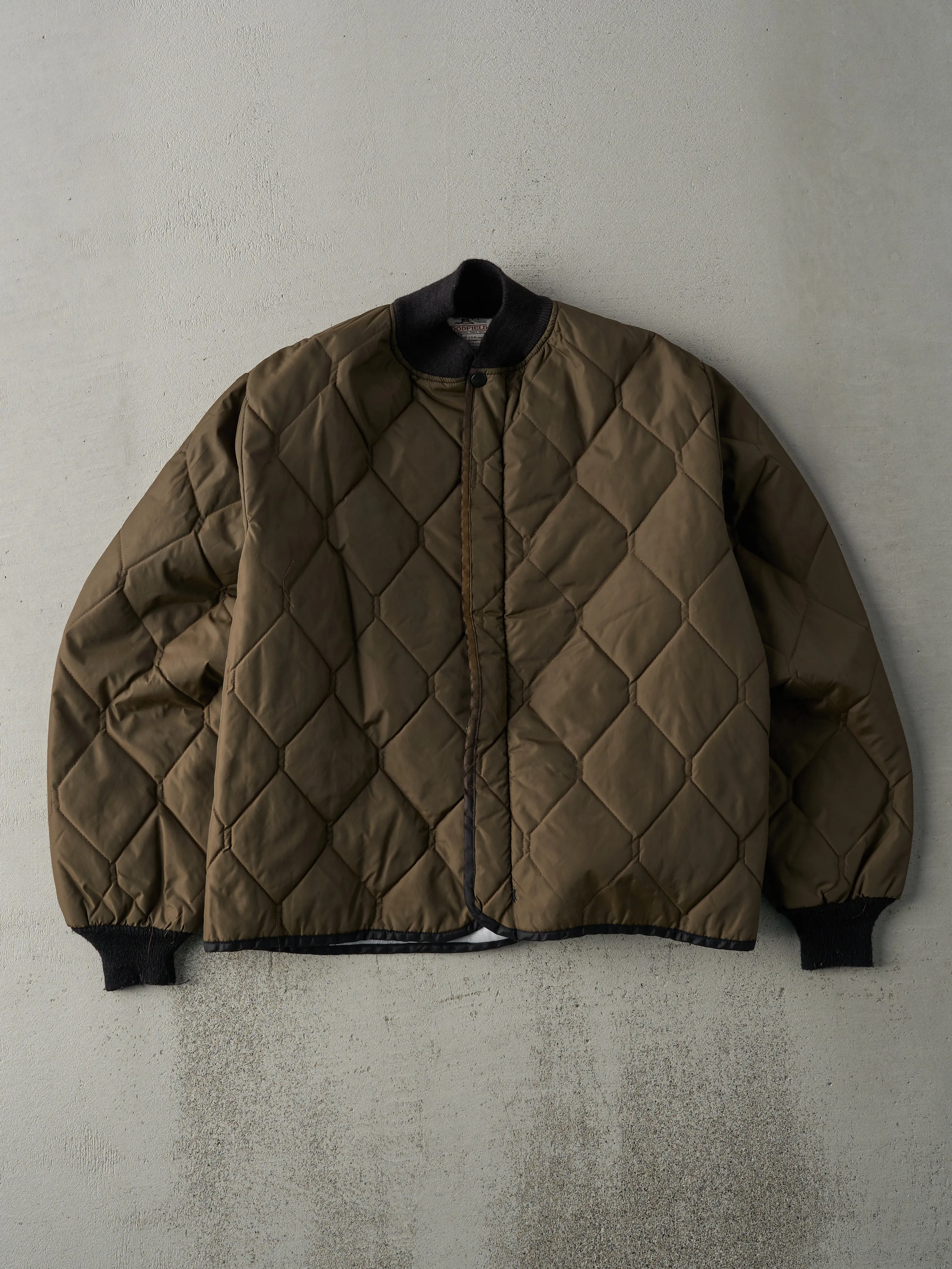 Vintage 80s Brown Nylon Liner Jacket (M) sold by Rebalance Vintage