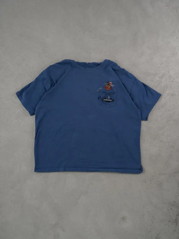 Vintage 90s Blue Scooby Do Embroidereed Pocket Tee (L) sold by Rebalance Vintage