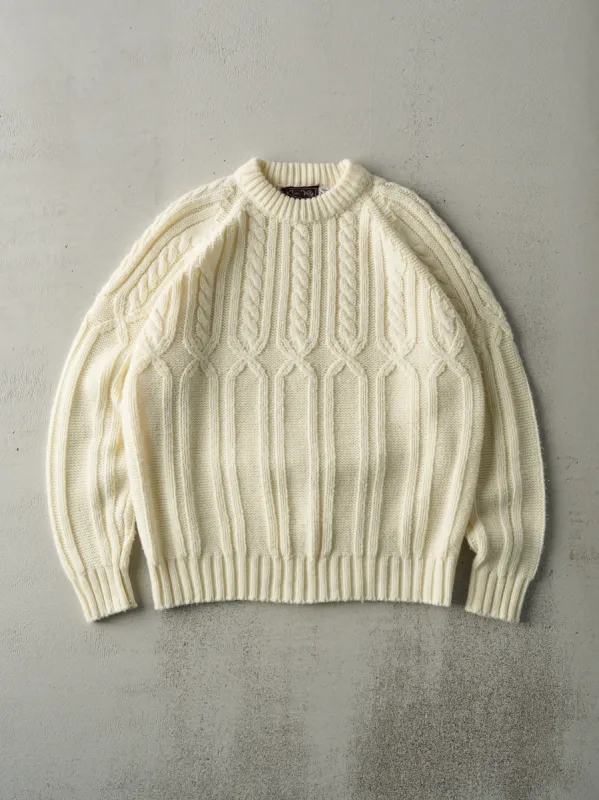 Vintage 70s Cream Knit Patterned Sweater (L) sold by Rebalance Vintage