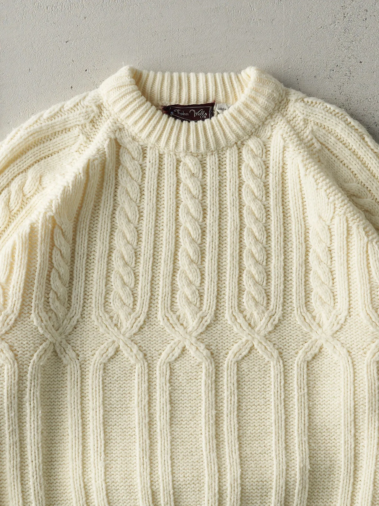 Vintage 70s Cream Knit Patterned Sweater (L) sold by Rebalance Vintage product image thumbnail 3