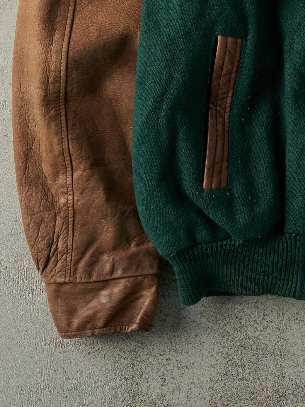 Vintage 90s Forest Green Leather and Wool Embroidered Jacket (M/L) sold by Rebalance Vintage product image thumbnail 4