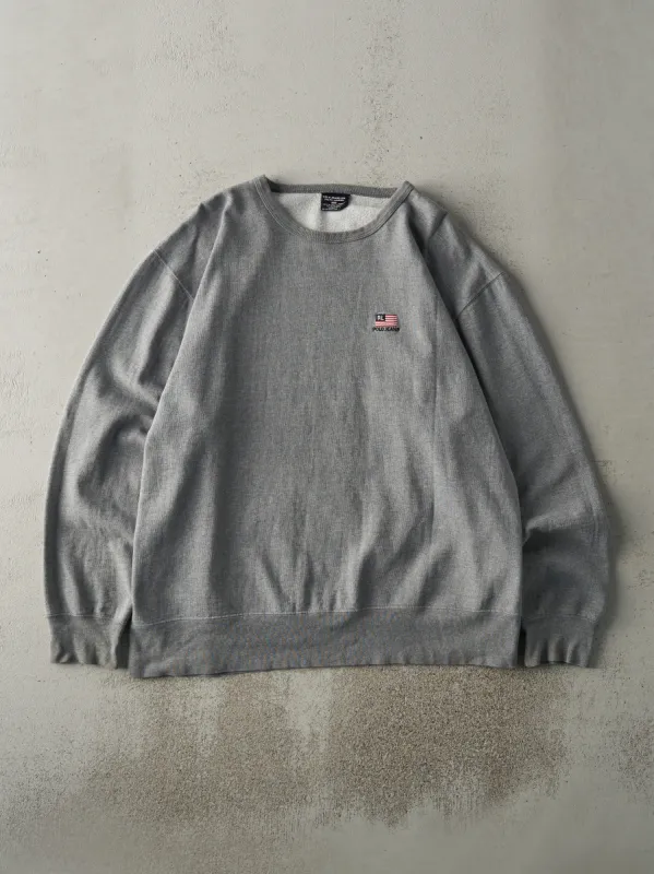 Vintage Y2K Grey Polo Jeans Co Ralph Lauren Crewneck (M/L) sold by Rebalance Vintage