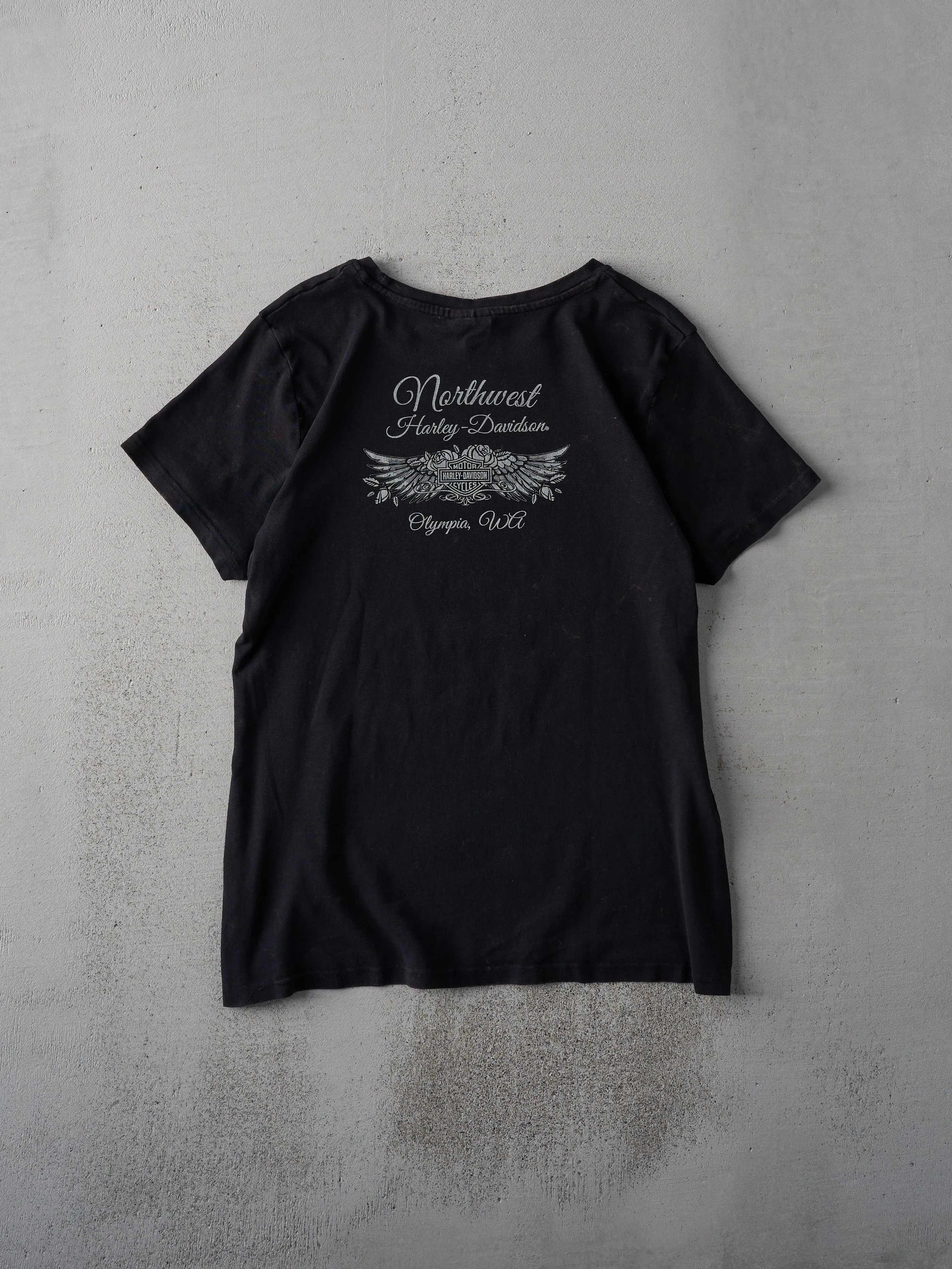 Faded Black Olympia Washington Harley Davidson Tee (M) sold by Rebalance Vintage product image thumbnail 2