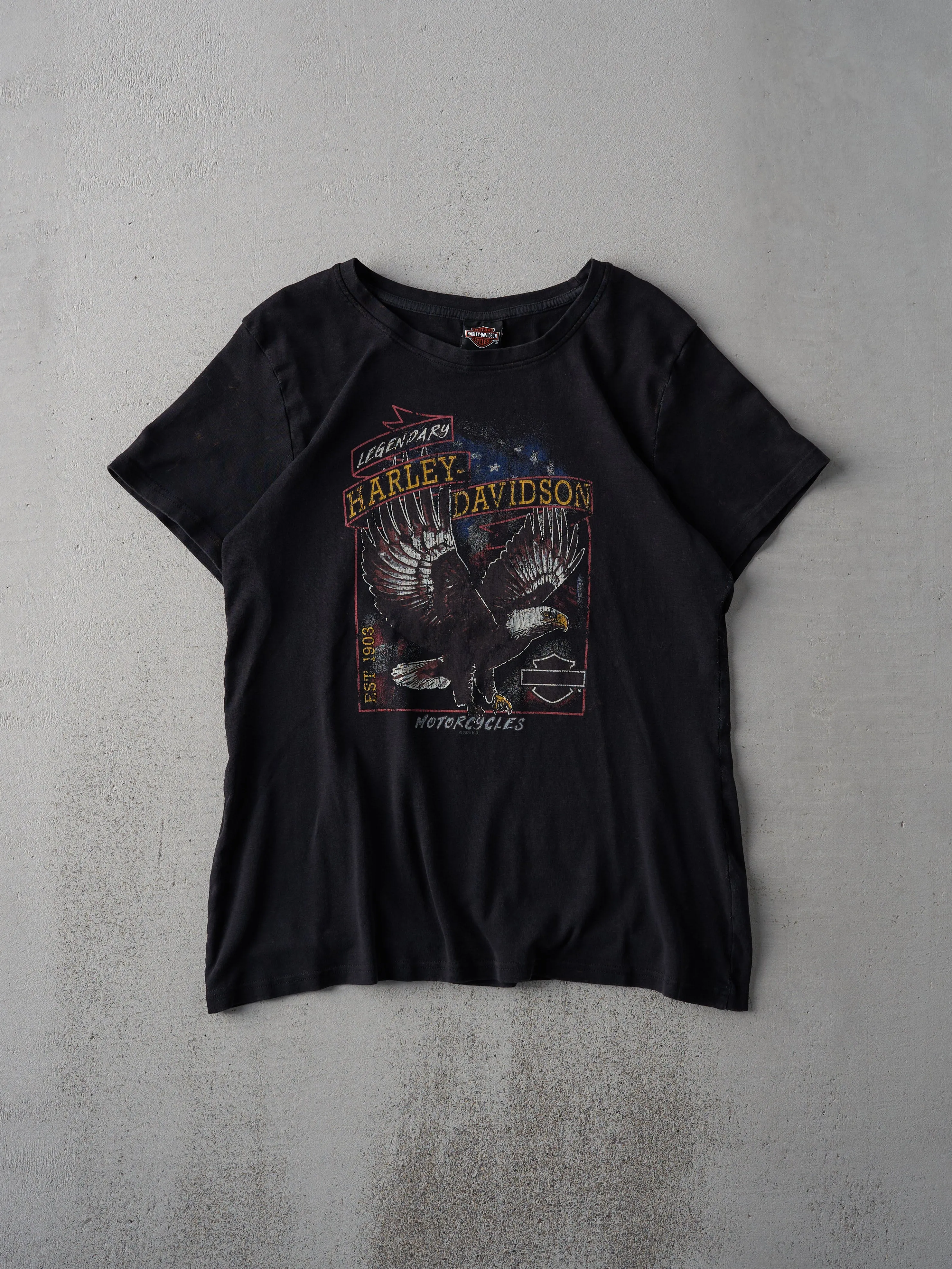 Faded Black Olympia Washington Harley Davidson Tee (M) sold by Rebalance Vintage