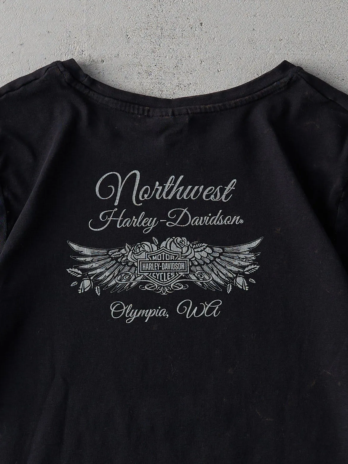 Faded Black Olympia Washington Harley Davidson Tee (M) sold by Rebalance Vintage product image thumbnail 4