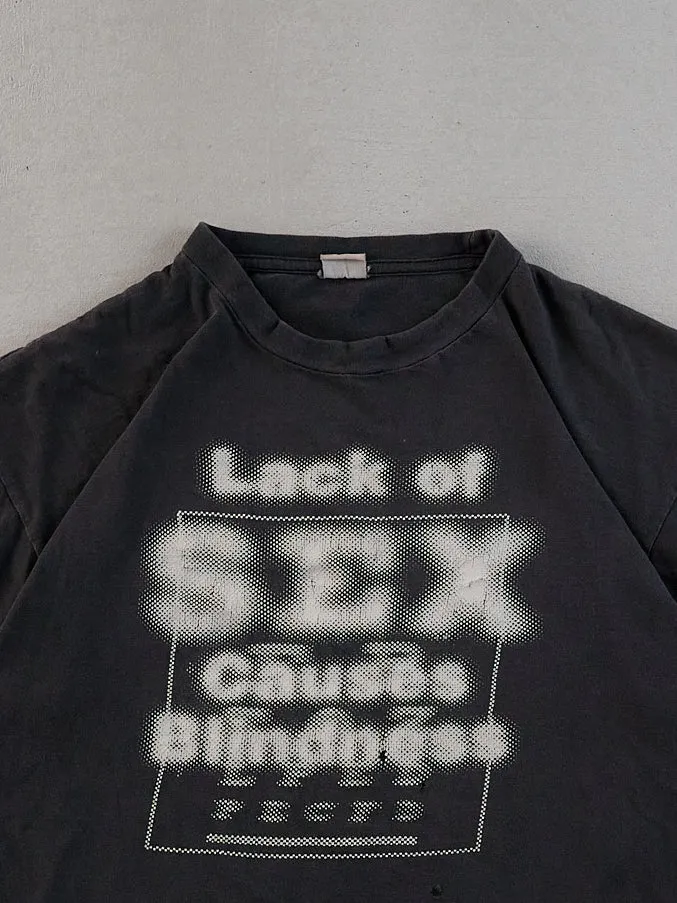 Vintage 90s Washed Black "Lack of Sex Causes Blindness" Tee (M) sold by Rebalance Vintage product image thumbnail 2