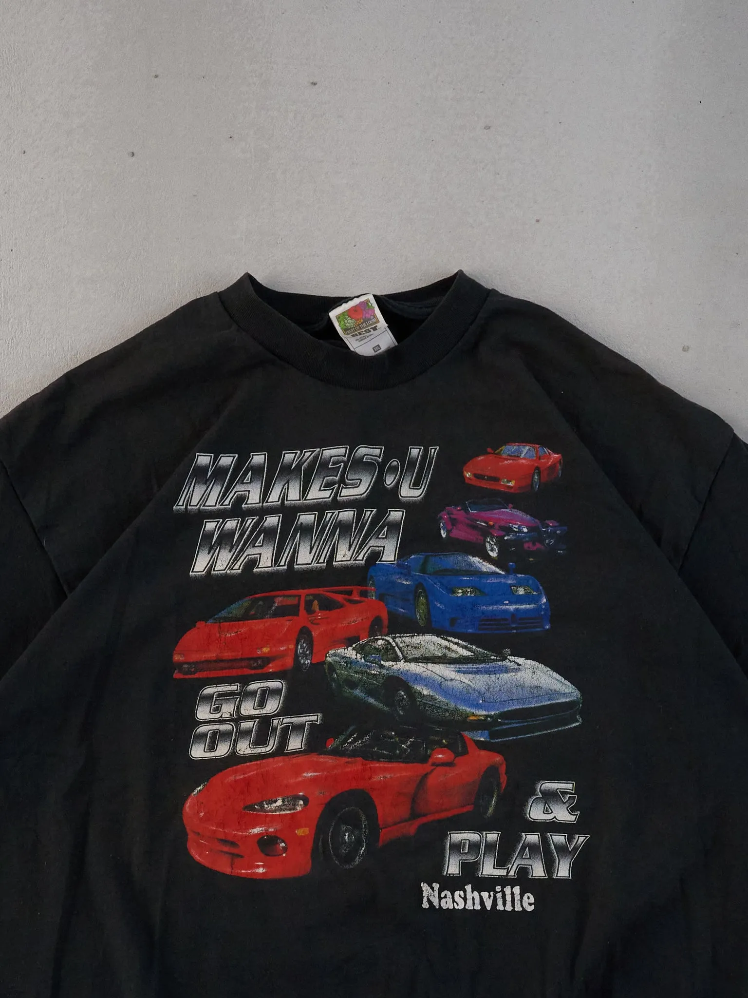 Vintage 90s Black Nashville Racing Graphic Tee (L) sold by Rebalance Vintage product image thumbnail 2