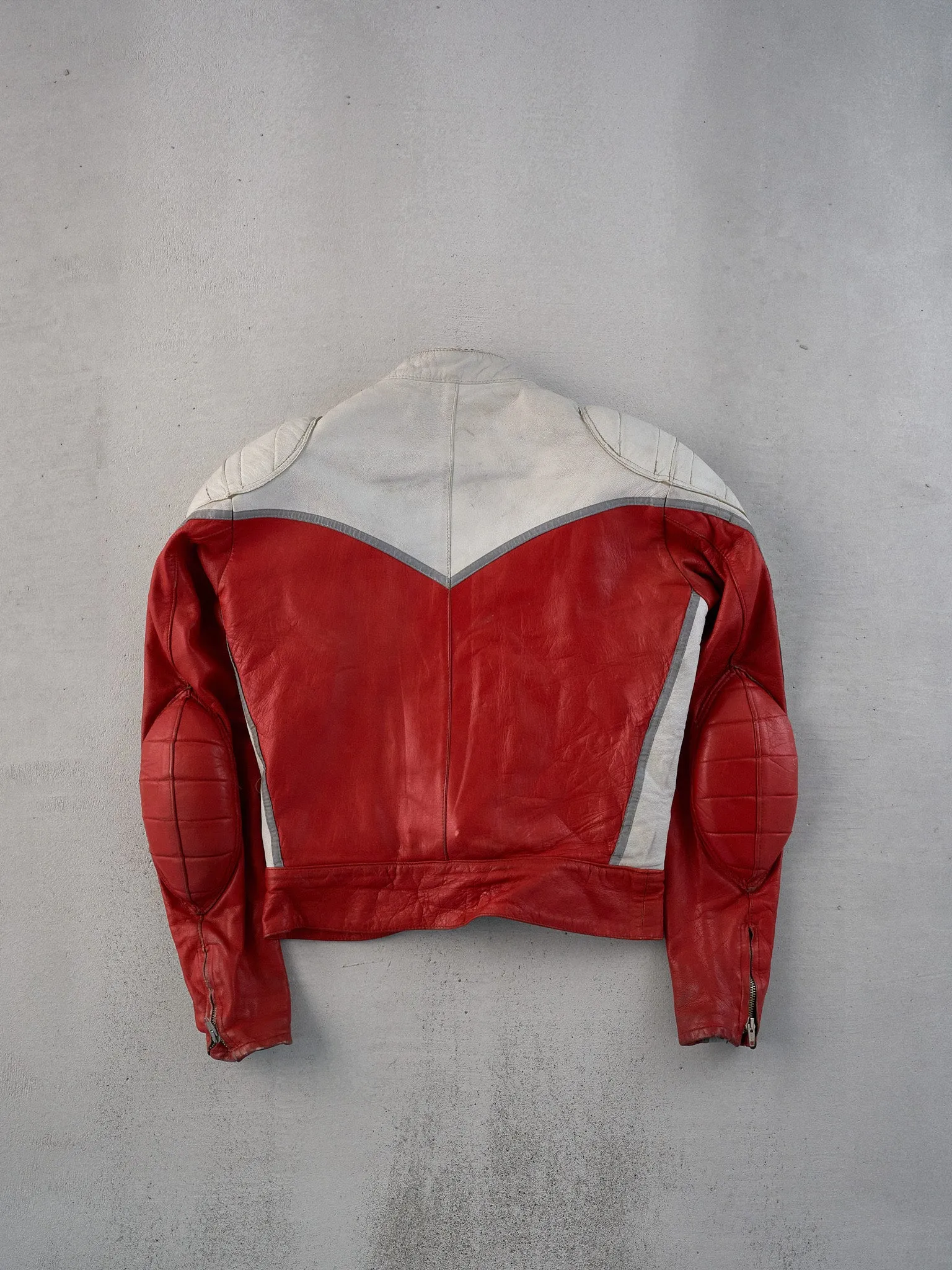 Vintage 70s Red and White Malung Sweden Motorcycle Leather Jacket (M) sold by Rebalance Vintage product image thumbnail 2