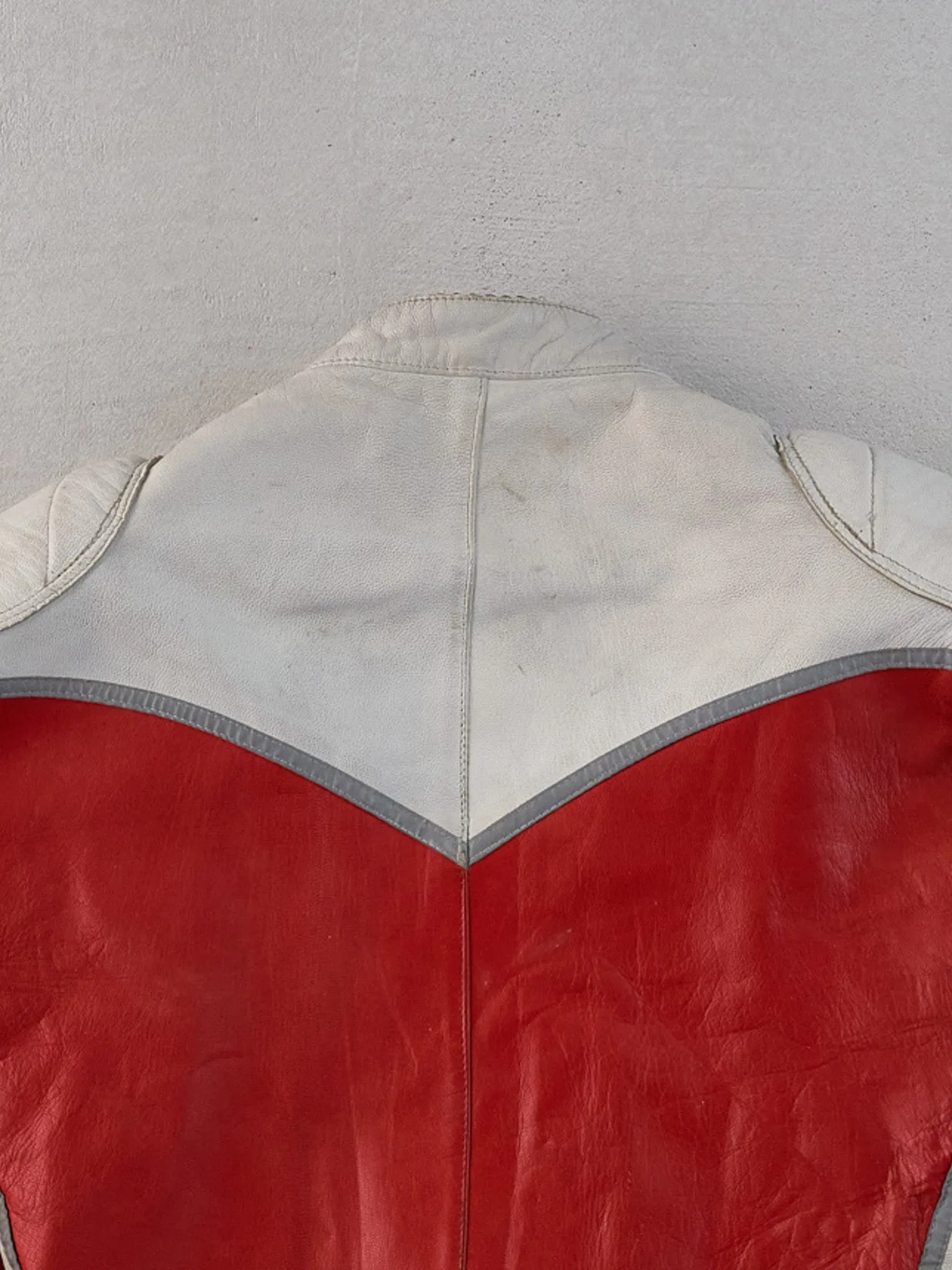 Vintage 70s Red and White Malung Sweden Motorcycle Leather Jacket (M) sold by Rebalance Vintage product image thumbnail 4