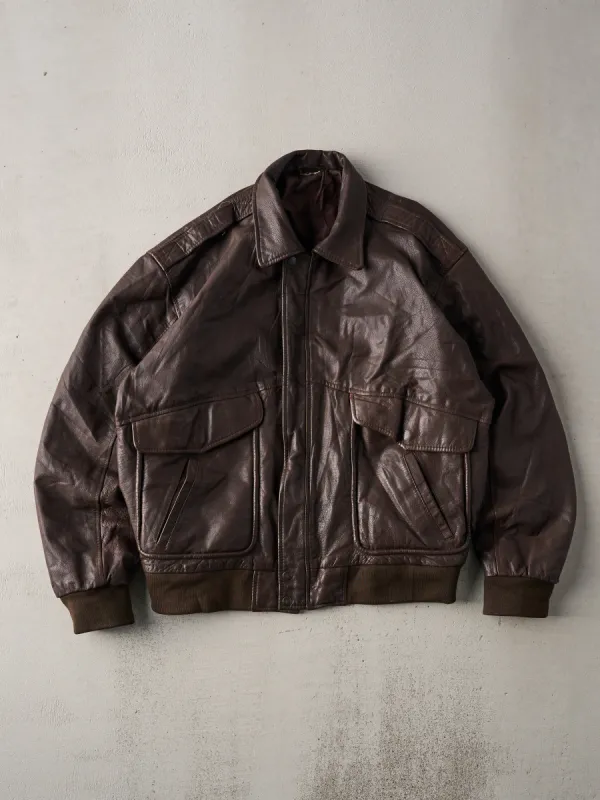 Vintage 80s Dark Brown Leather Jacket (L) sold by Rebalance Vintage