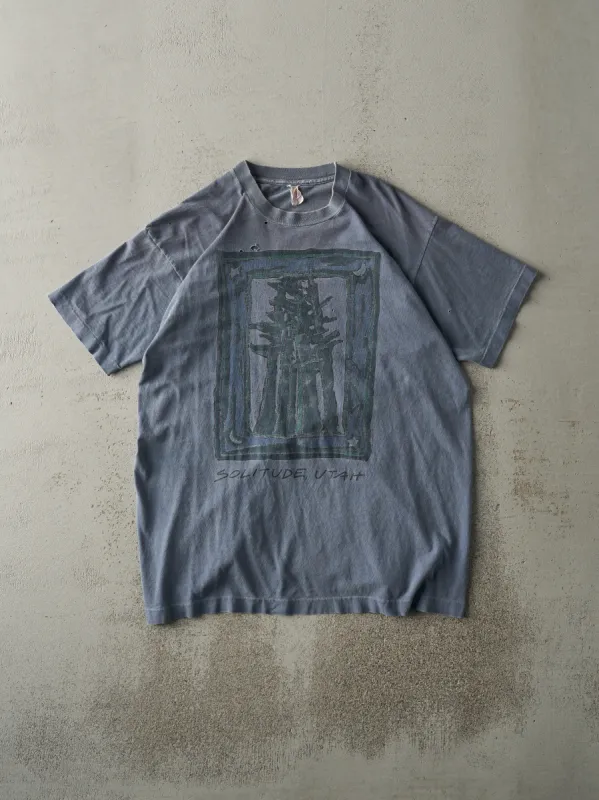 Vintage 90s Washed Navy Blue Solitude Utah Single Stitch Tee (M) sold by Rebalance Vintage