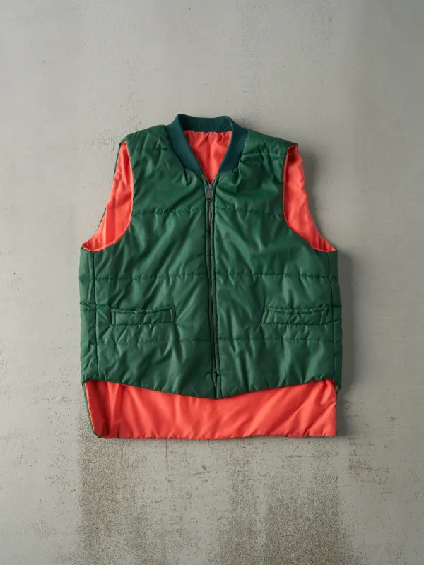 Vintage 80s Green & Orange Reversible Puffer Vest (M) sold by Rebalance Vintage