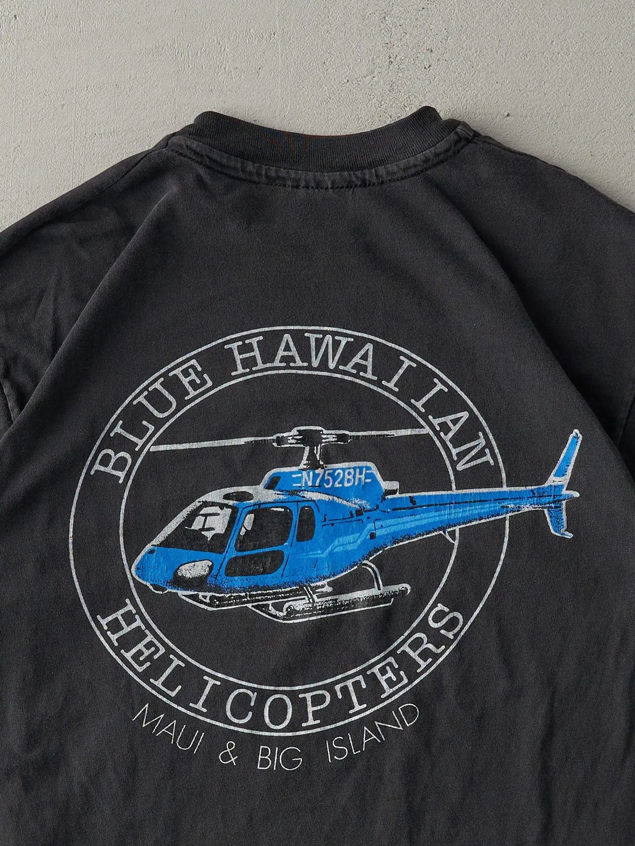 Vintage 90s Black Blue Hawaiian Helicopters Single Stitch Tee (S) sold by Rebalance Vintage product image thumbnail 4