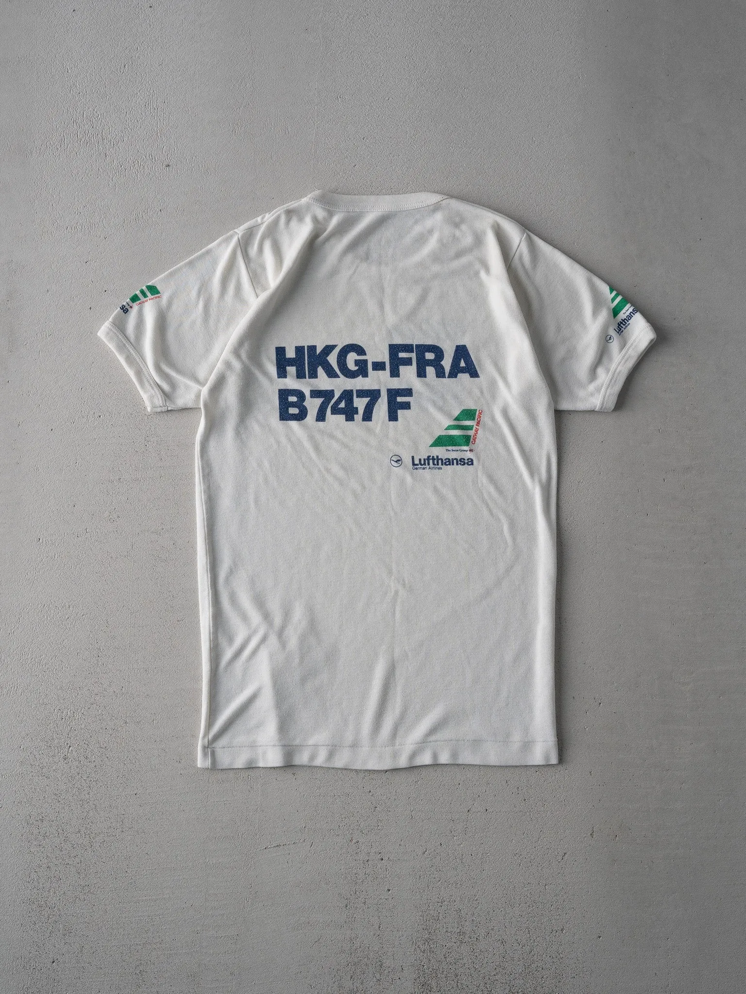 Vintage 70s White Lufthansa Big Movers Ringer Tee (XS) sold by Rebalance Vintage product image thumbnail 3
