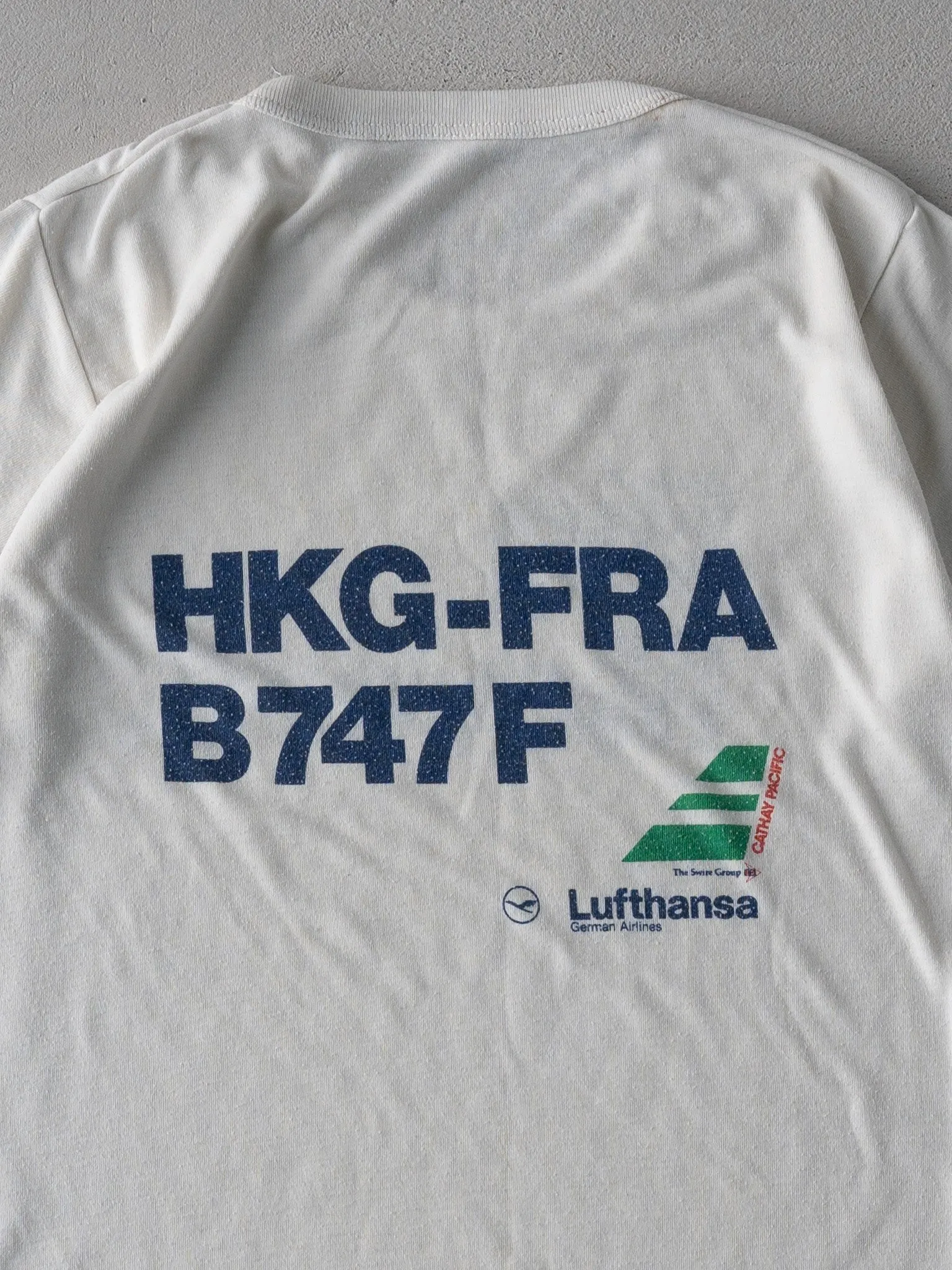 Vintage 70s White Lufthansa Big Movers Ringer Tee (XS) sold by Rebalance Vintage product image thumbnail 4