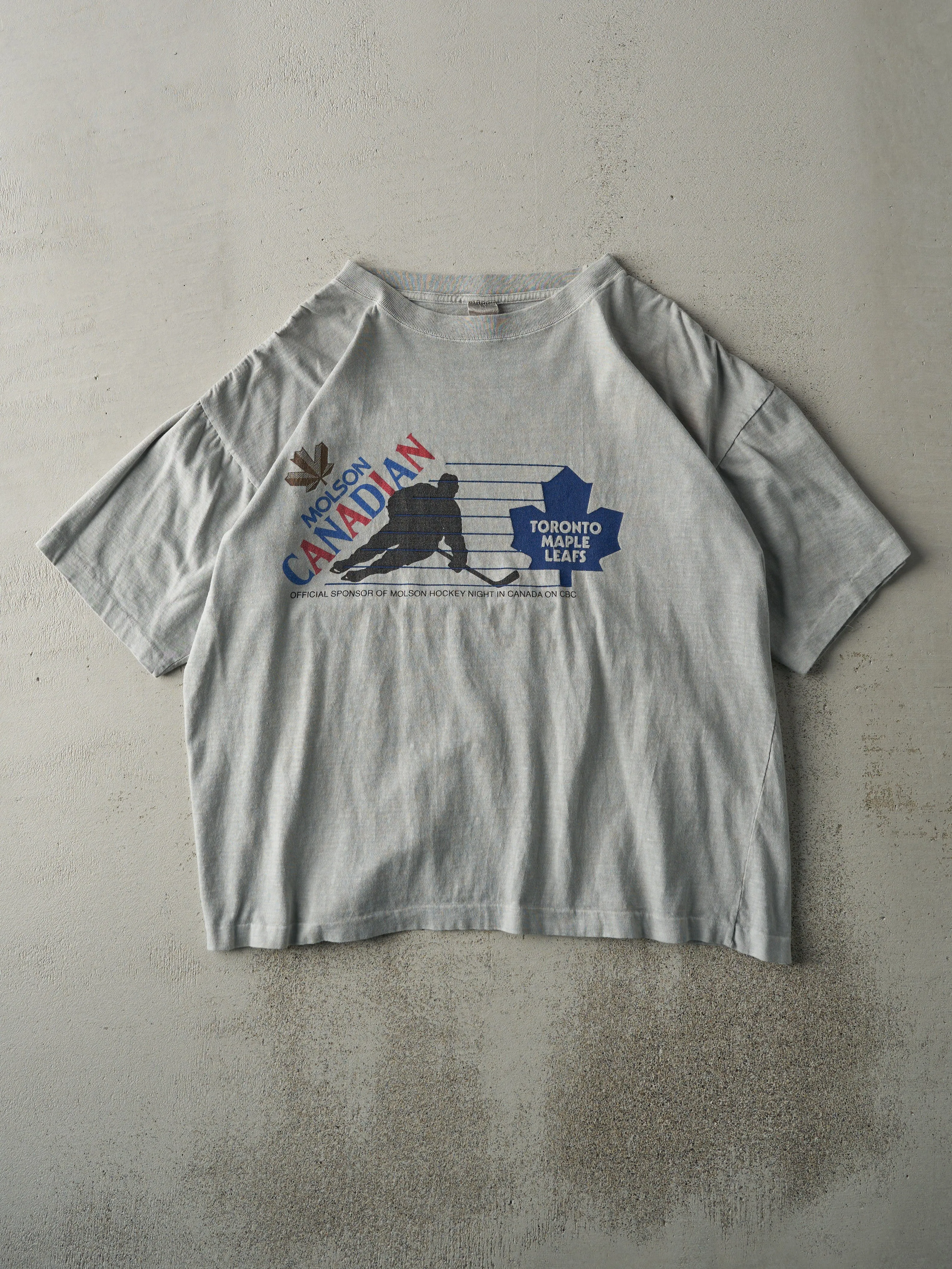 Vintage 90s Grey Molson Canadian Toronto Maple Leafs Tee (L) sold by Rebalance Vintage