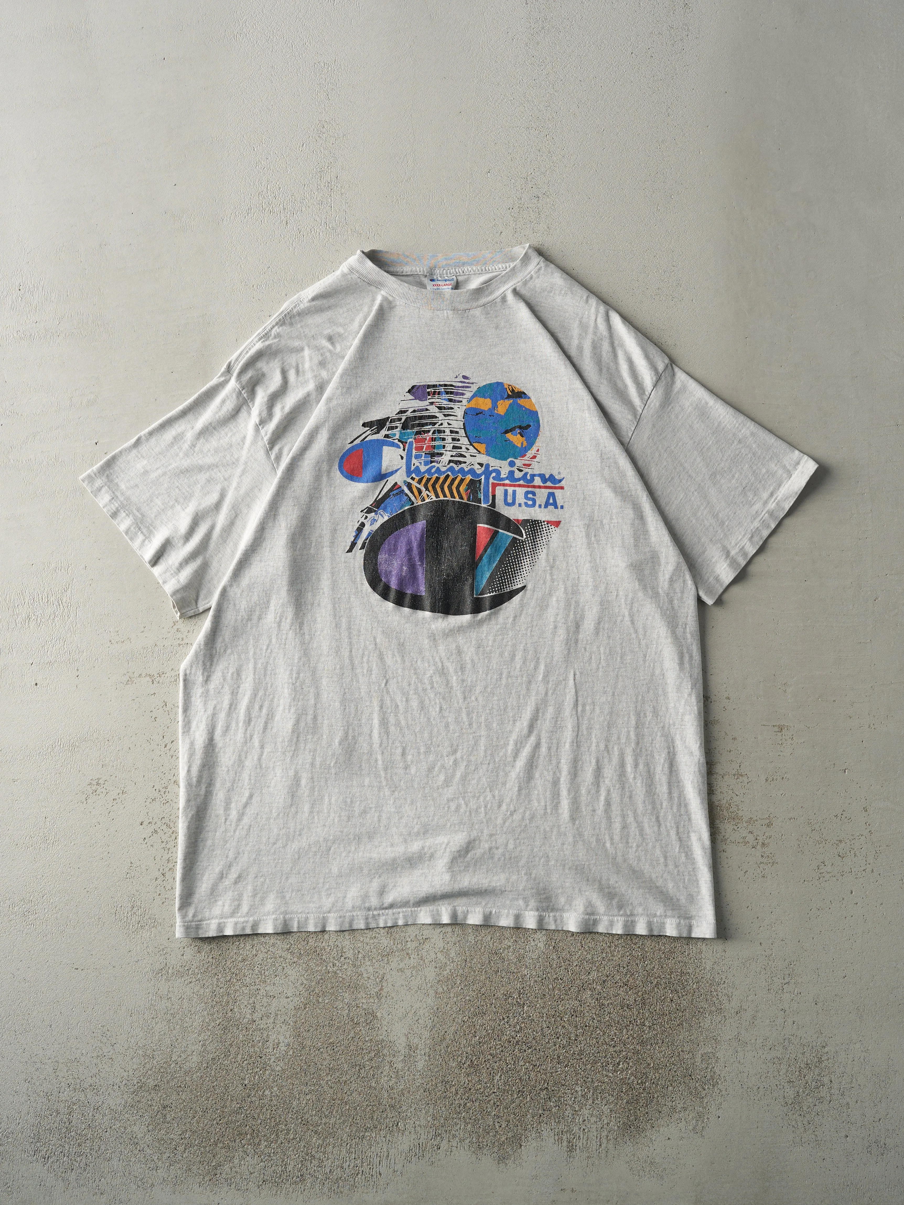 Vintage 90s Heather Grey Champion Single Stitch Tee (XL/XXL) sold by Rebalance Vintage