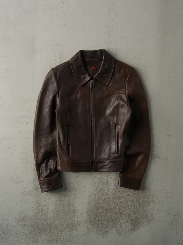 Vintage Y2K Brown Danier Soft Cropped Leather Jacket (XS) sold by Rebalance Vintage