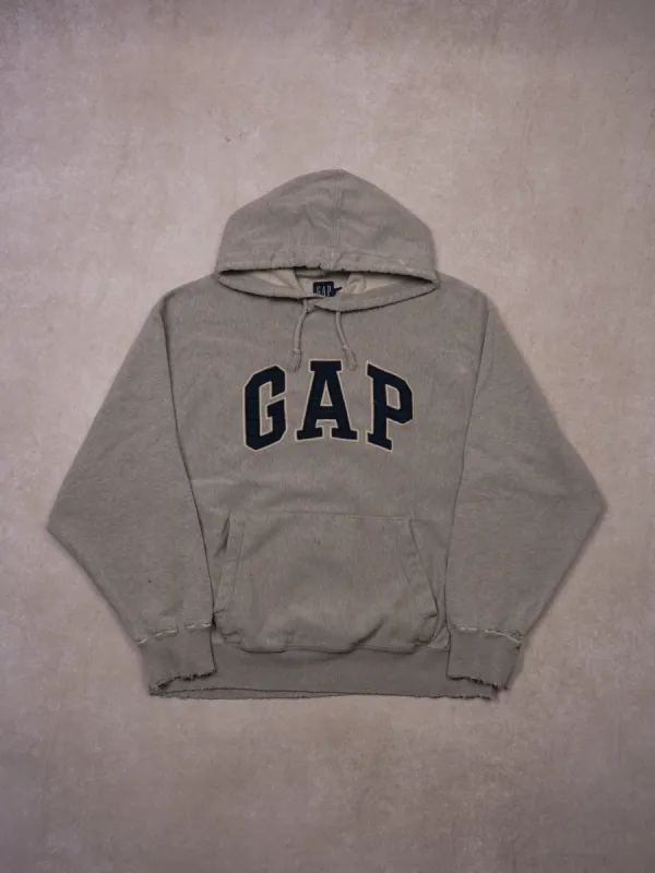 Vintage 90s Grey and Navy Gap Reverse Weave Hoodie (M/L) sold by Rebalance Vintage