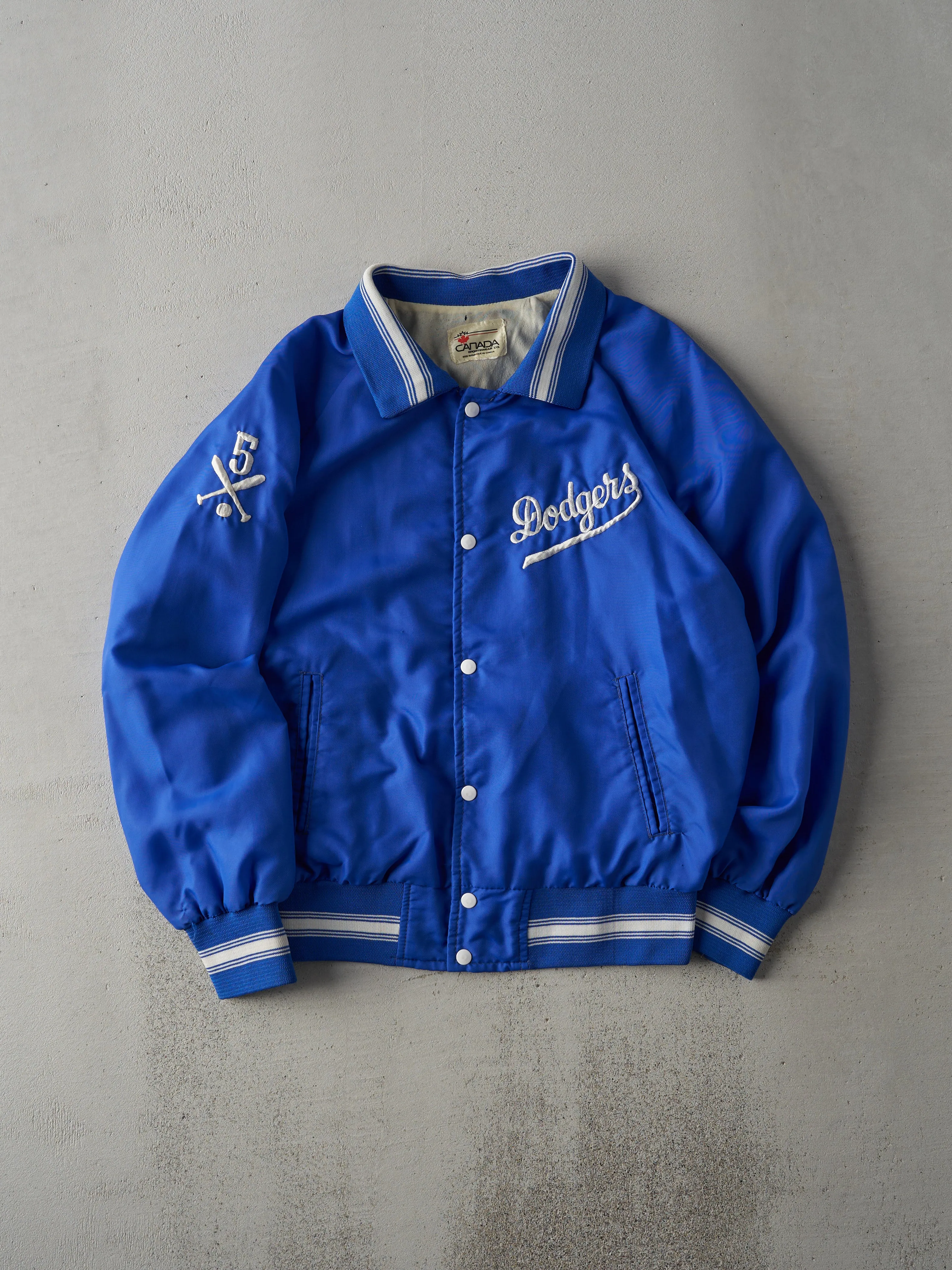 Vintage 80s Blue LA Dodgers Nylon Bomber Jacket (M) sold by Rebalance Vintage product image thumbnail 3