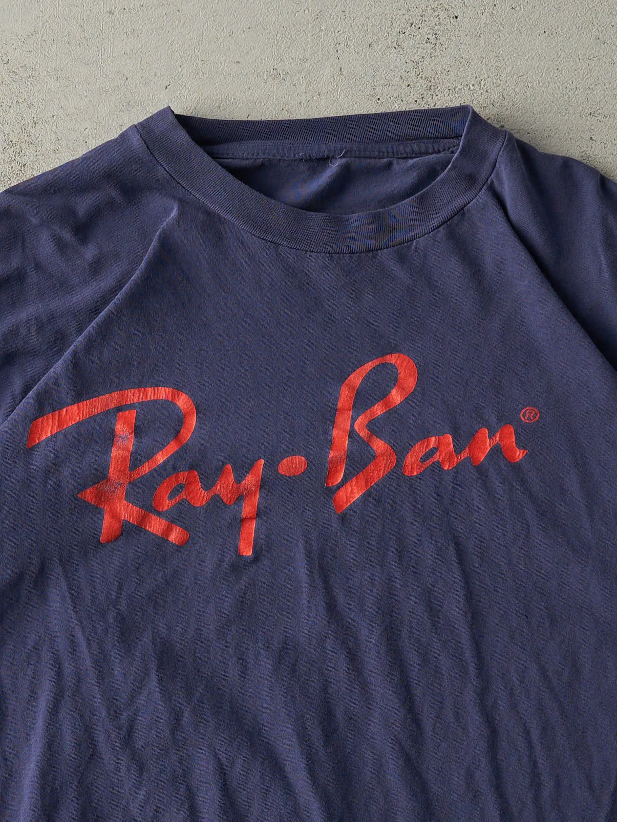 Vintage 90s Navy Blue Ray Ban Logo Tee (M) sold by Rebalance Vintage product image thumbnail 2