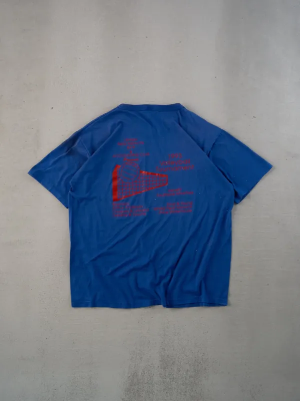 Vintage 93' Blue and Red  Beta alpha Volleyball Single Stitched Tee (L) sold by Rebalance Vintage