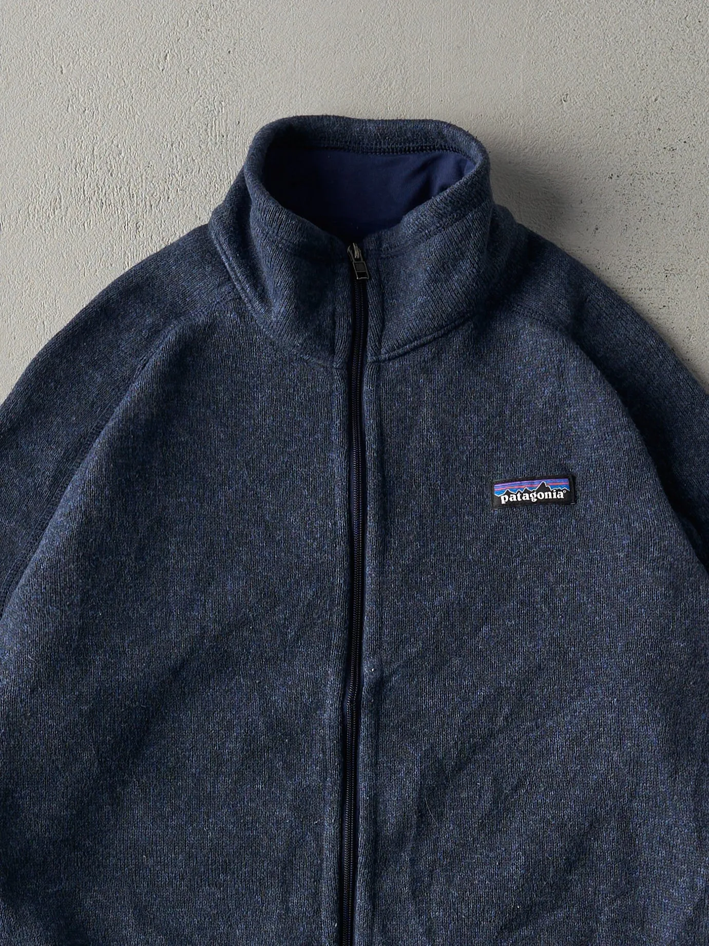 Vintage 90s Navy Blue Patagonia Zip Up Polar Fleece Sweater (M) sold by Rebalance Vintage product image thumbnail 3