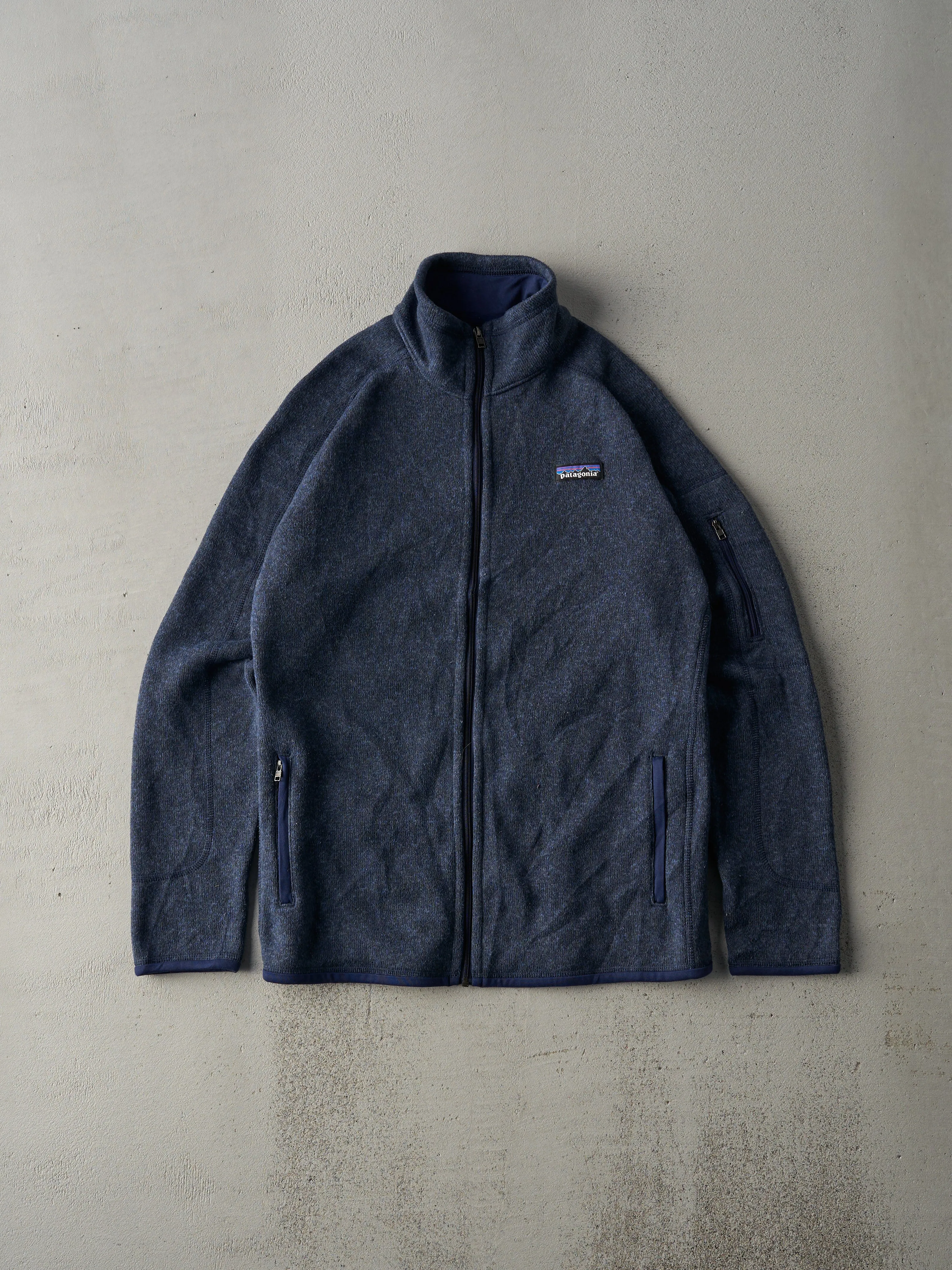 Vintage 90s Navy Blue Patagonia Zip Up Polar Fleece Sweater (M) sold by Rebalance Vintage