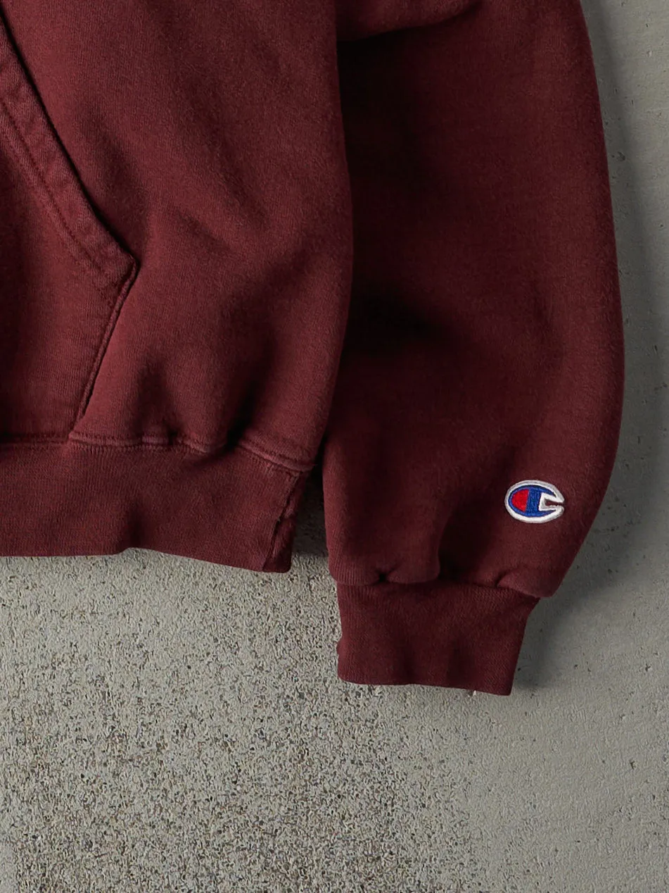Vintage Y2K Burgundy Champions Blank Logo Hoodie (M) sold by Rebalance Vintage product image thumbnail 3