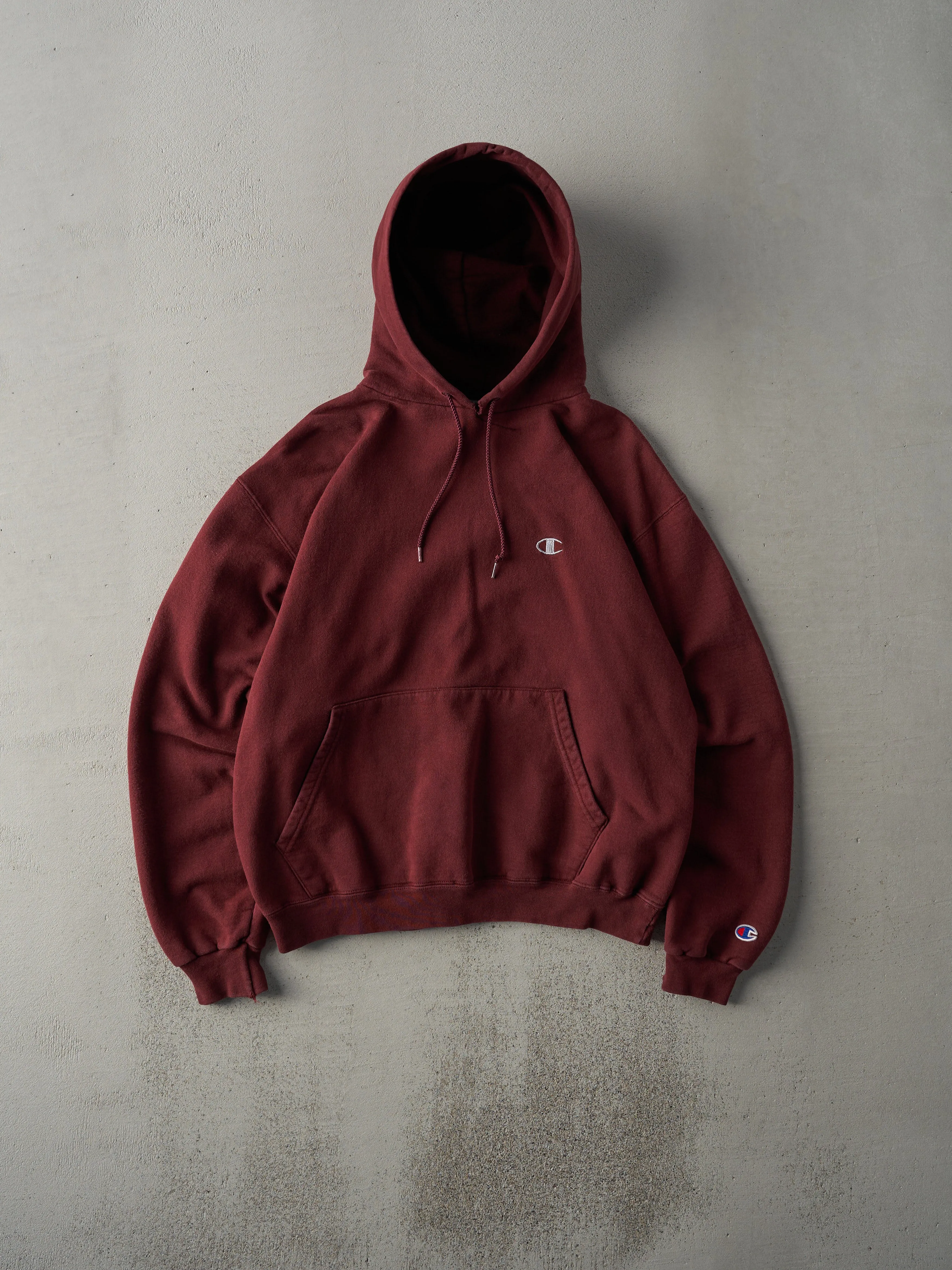 Vintage Y2K Burgundy Champions Blank Logo Hoodie (M) sold by Rebalance Vintage