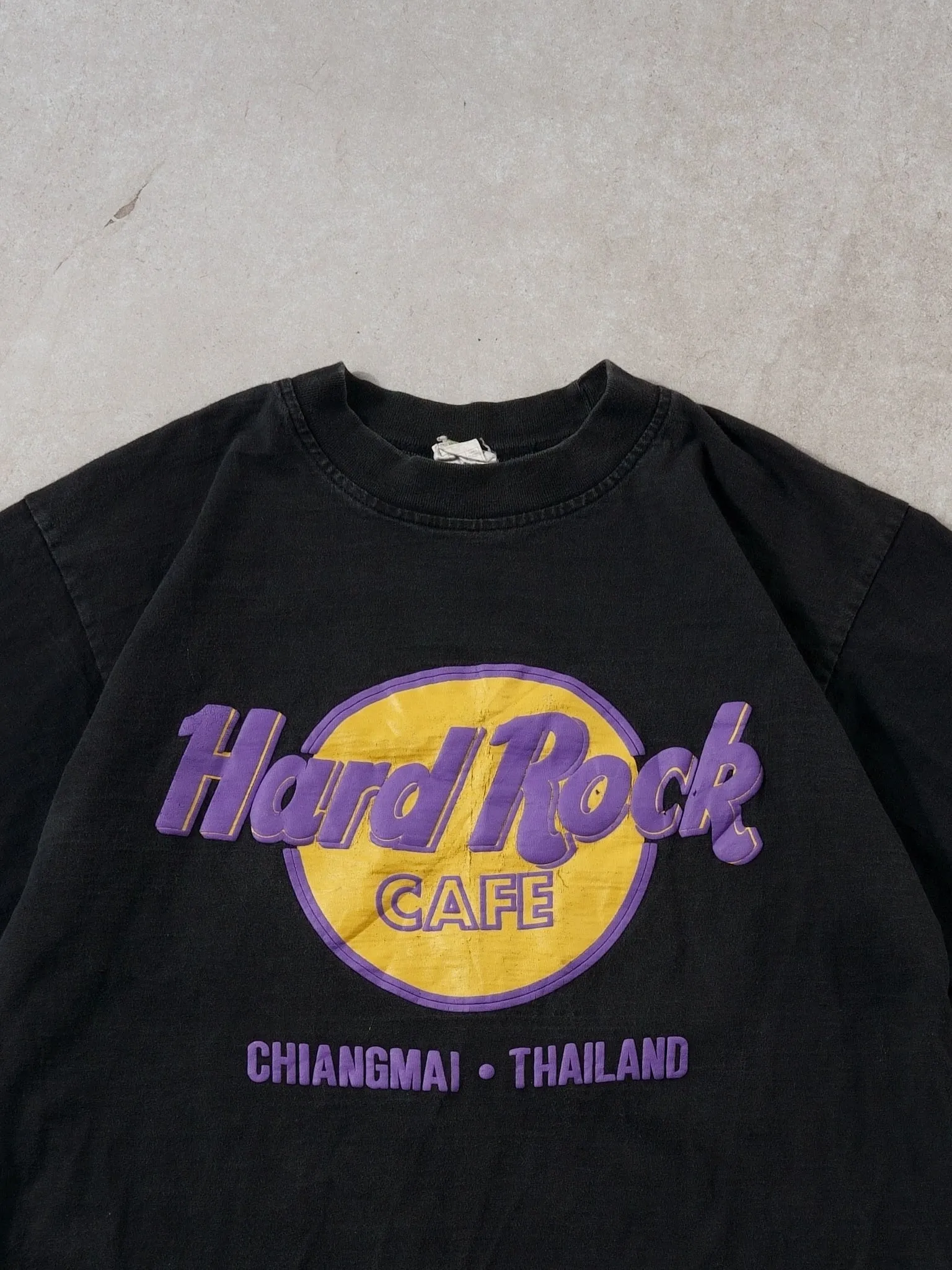 Vintage 90s Black, Purple and Yellow Hard Rock Cafe Chaingmai Thailand Single Stitched Tee (S) sold by Rebalance Vintage product image thumbnail 2