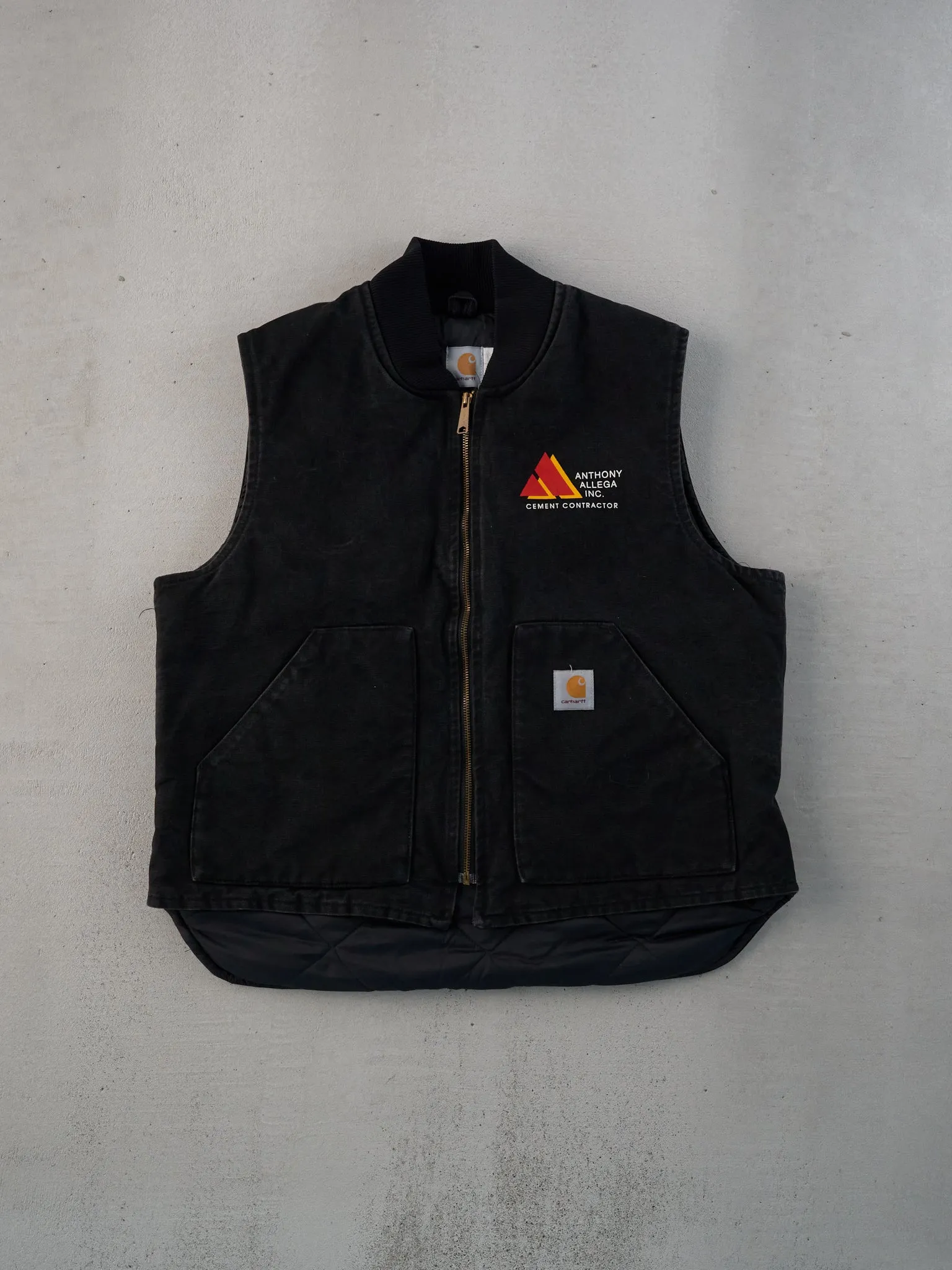 Vintage 90s Black Carhartt X Anthony Allega Cement Co Vest (L) sold by Rebalance Vintage
