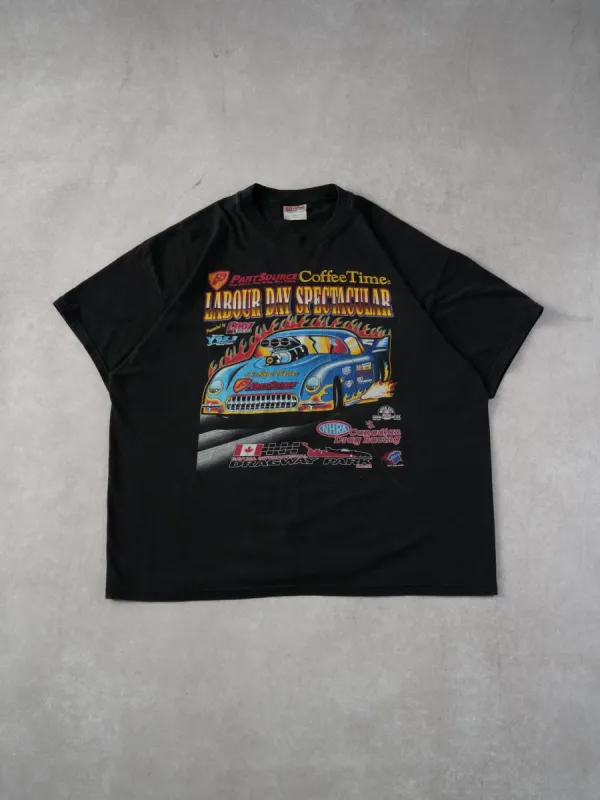 Vintage Y2k Black Labour Day Spectacular Drag Racing Tee (L) sold by Rebalance Vintage
