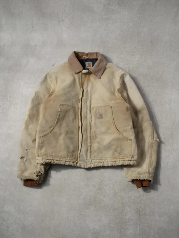 Vintage 90s Beige Carhartt Collared Workwear Jacket (L) sold by Rebalance Vintage