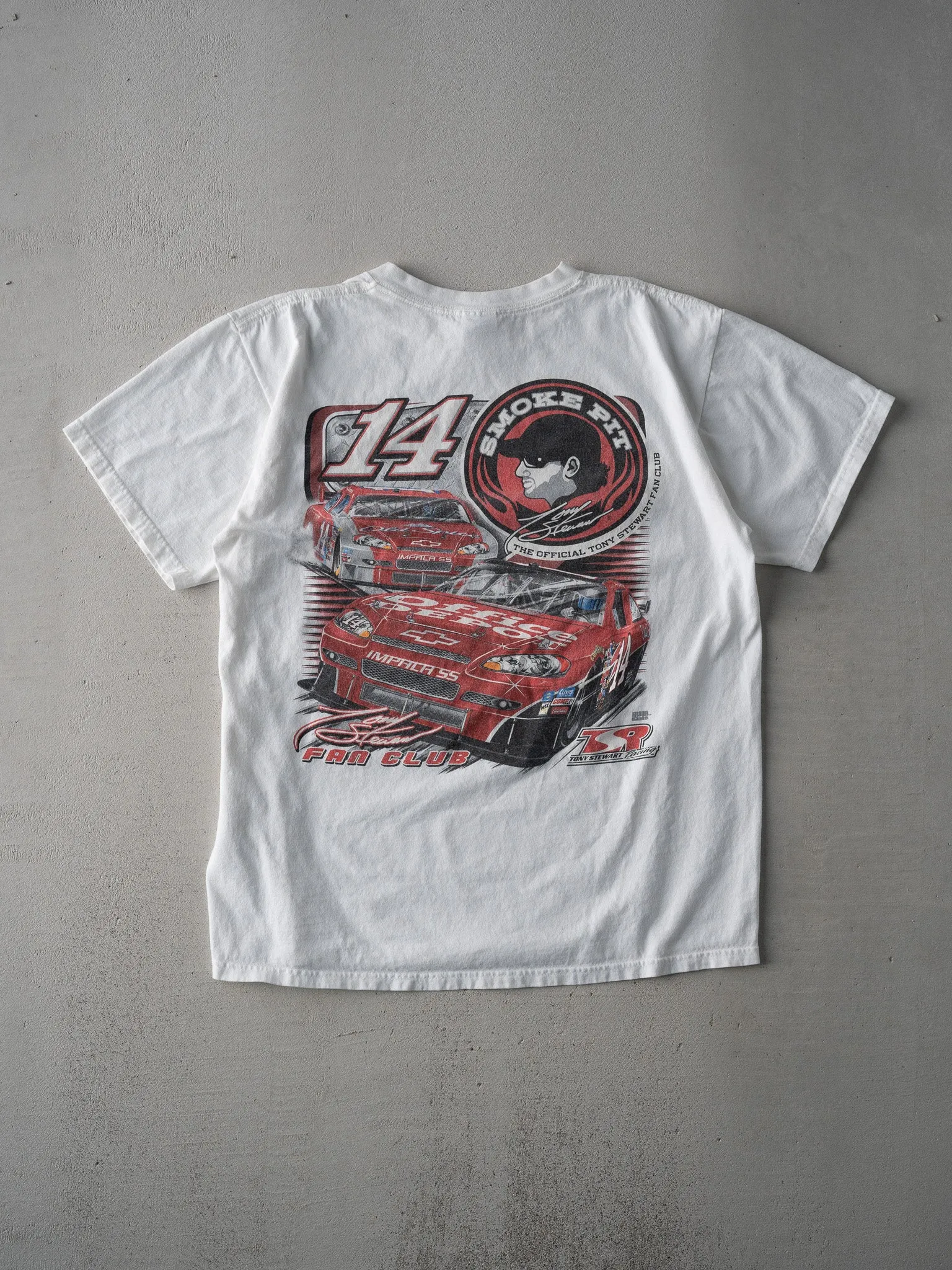 Vintage Y2K White Tony Stewart Fan Club Racing Tee (M) sold by Rebalance Vintage