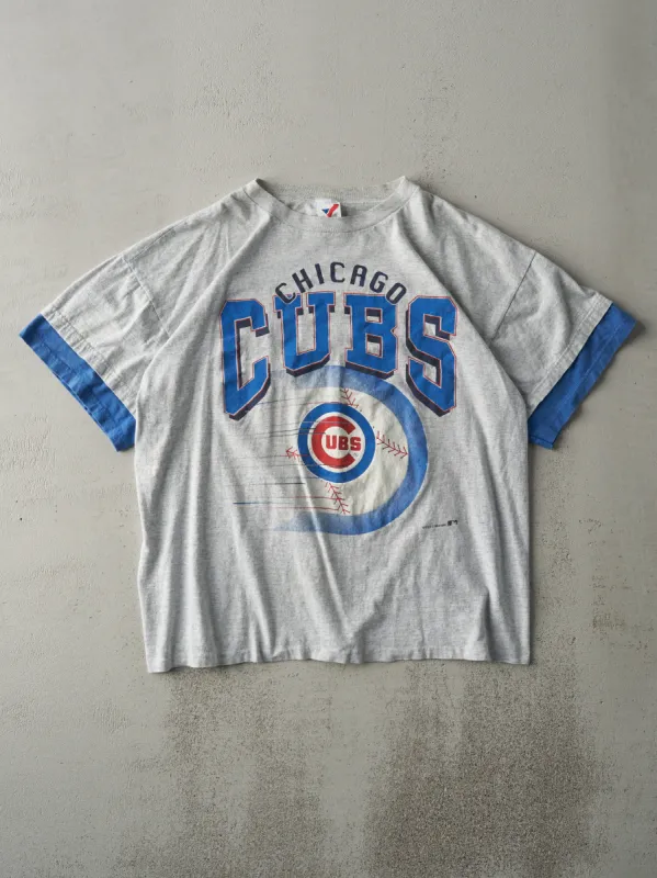 Vintage 93' Heather Grey Chicago Cubs Double Cuff Tee (L) sold by Rebalance Vintage
