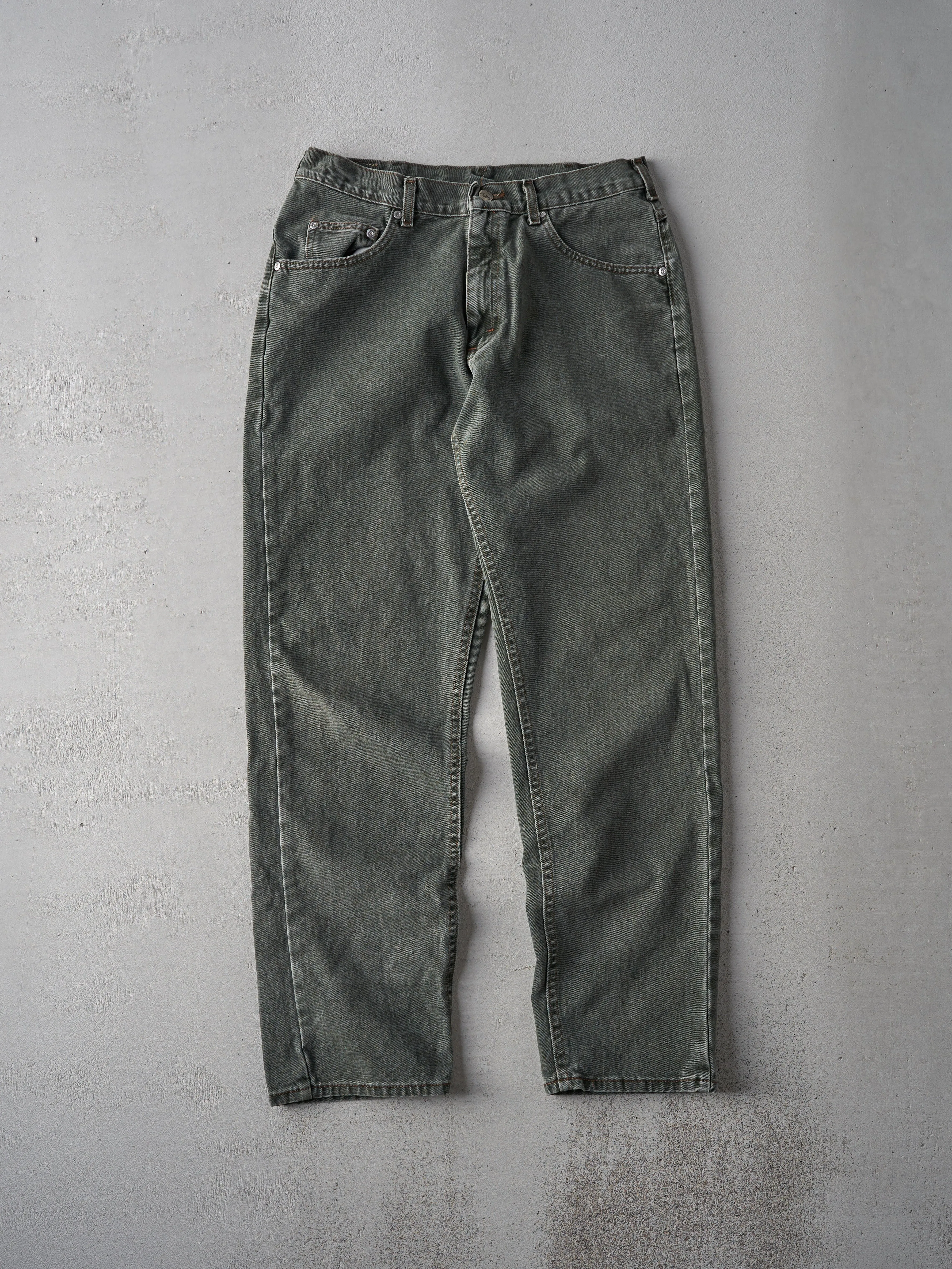 Vintage 90s Dark Green Lee Riveted Pants (33x31) sold by Rebalance Vintage