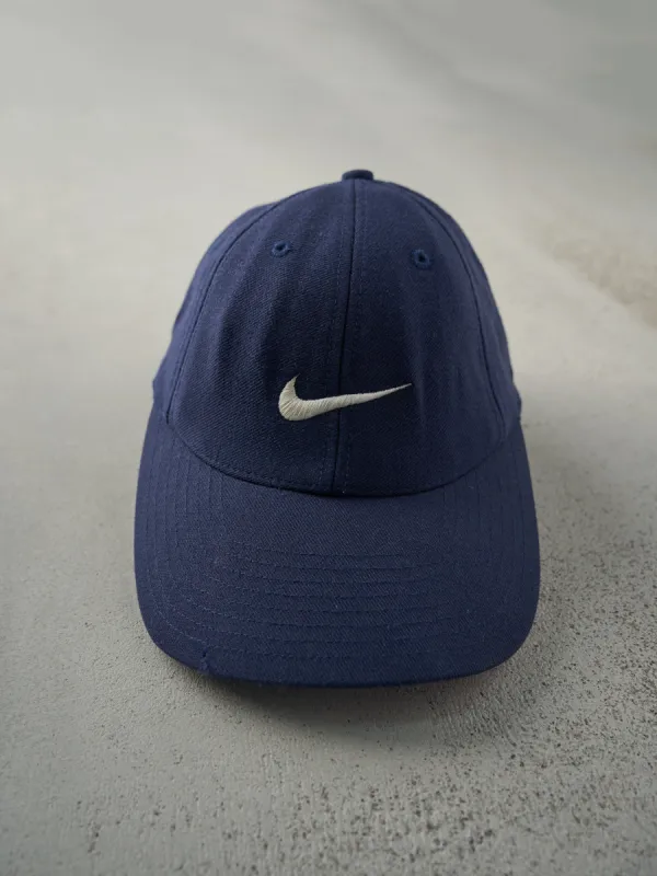 Vintage 90s Navy Blue Embroidered Nike Swoosh Fitted Hat (7) made by Rebalance Vintage