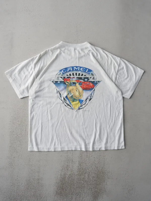 Vintage 90s White RARE Camel Cigarette Single Stitch Tee (L) sold by Rebalance Vintage