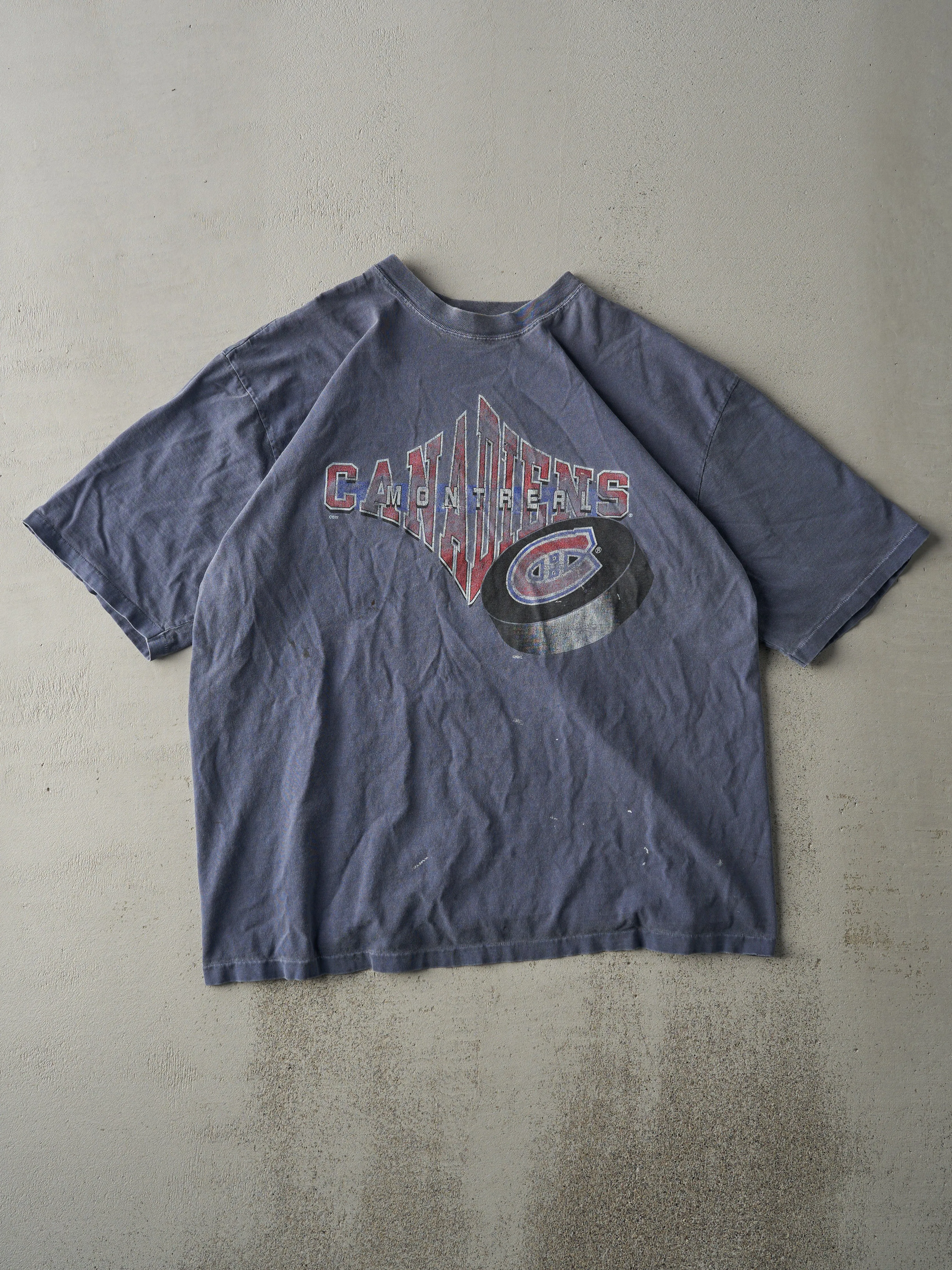 Vintage 90s Washed Blue Montreal Canadians Tee (L) sold by Rebalance Vintage