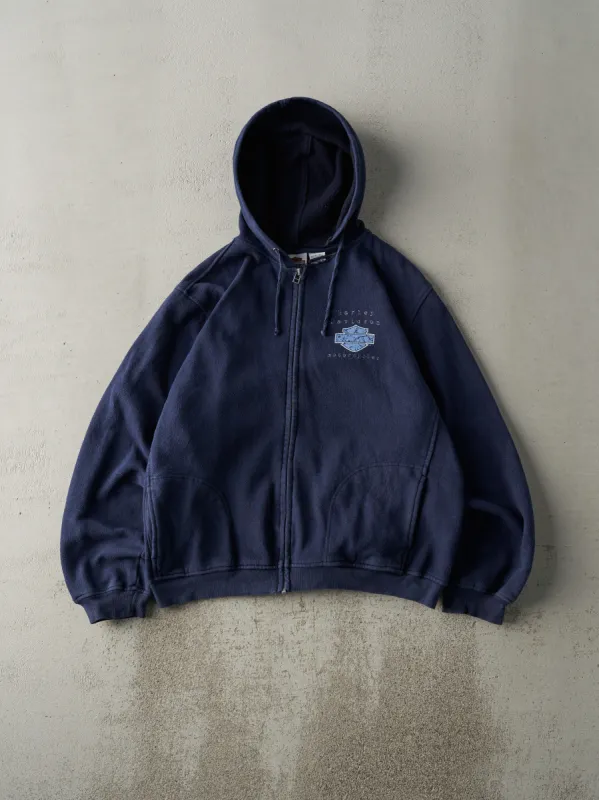 Vintage 06' Navy Blue Greensburg PA Harley Davidson Zip Up Hoodie (L) made by Rebalance Vintage