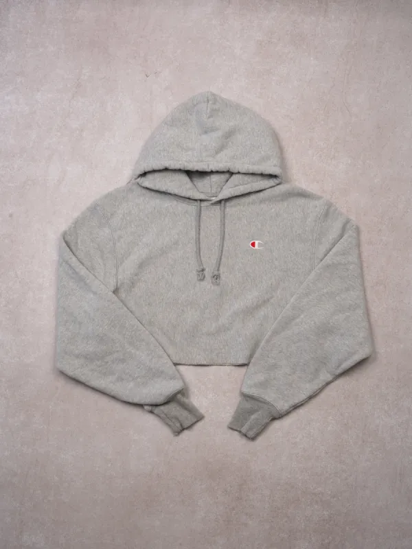 Vintage Y2K Grey Champion Cropped Hoodie (XS/S) sold by Rebalance Vintage