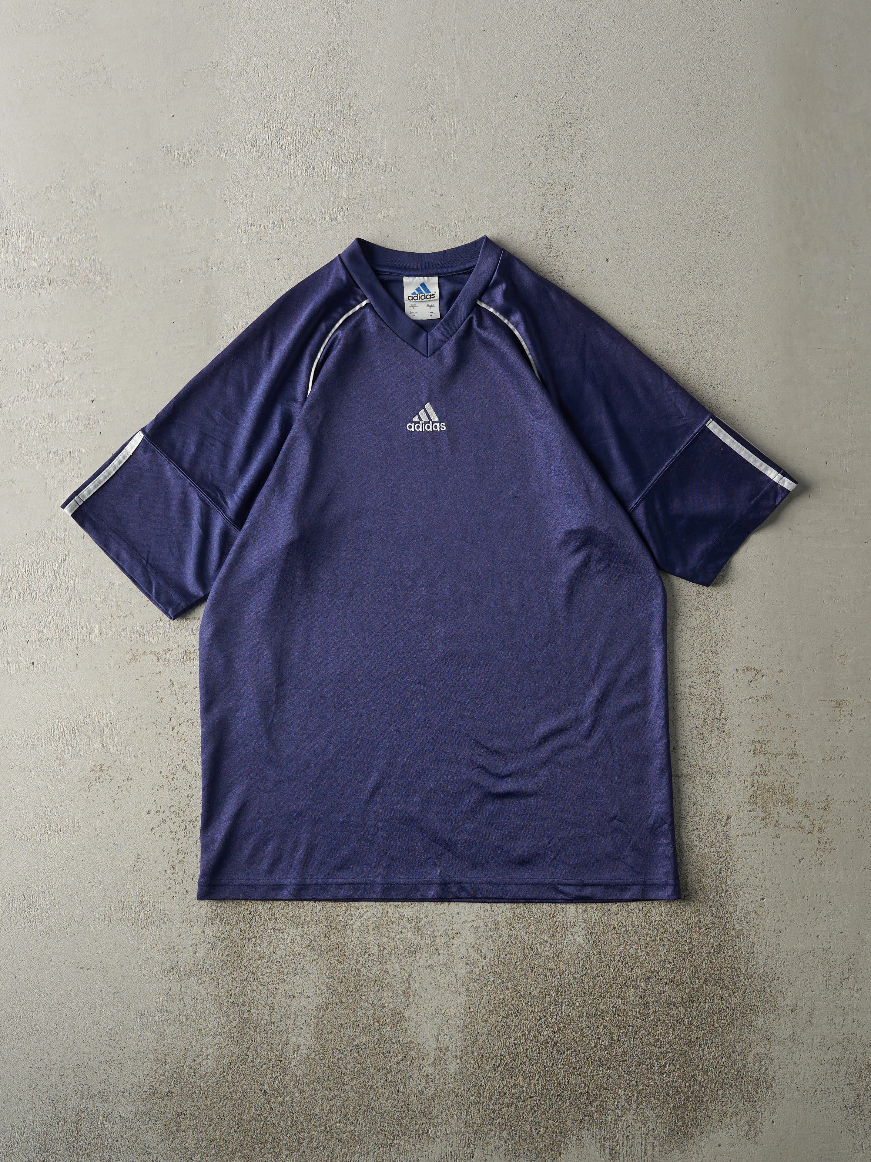 Vintage 90s Navy Blue Adidas Soccer Jersey (M) sold by Rebalance Vintage