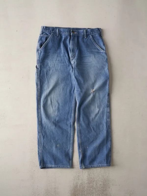 Vintage Y2K Washed Blue Carhartt Carpenter Distressed Denim Pants (36x29) sold by Rebalance Vintage