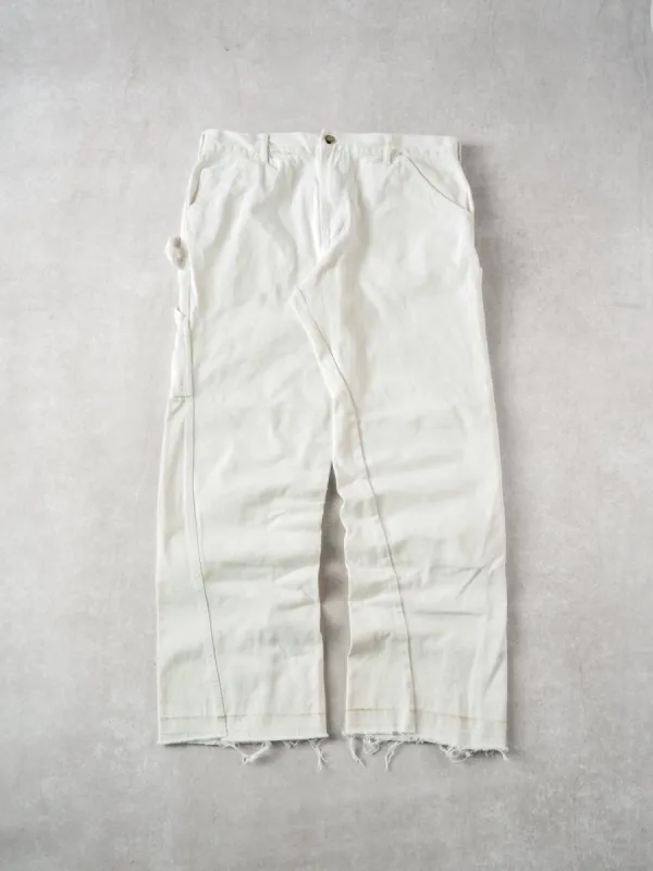 Vintage Y2k White Dynamic Workwear Carpenter Pant (34x30) sold by Rebalance Vintage
