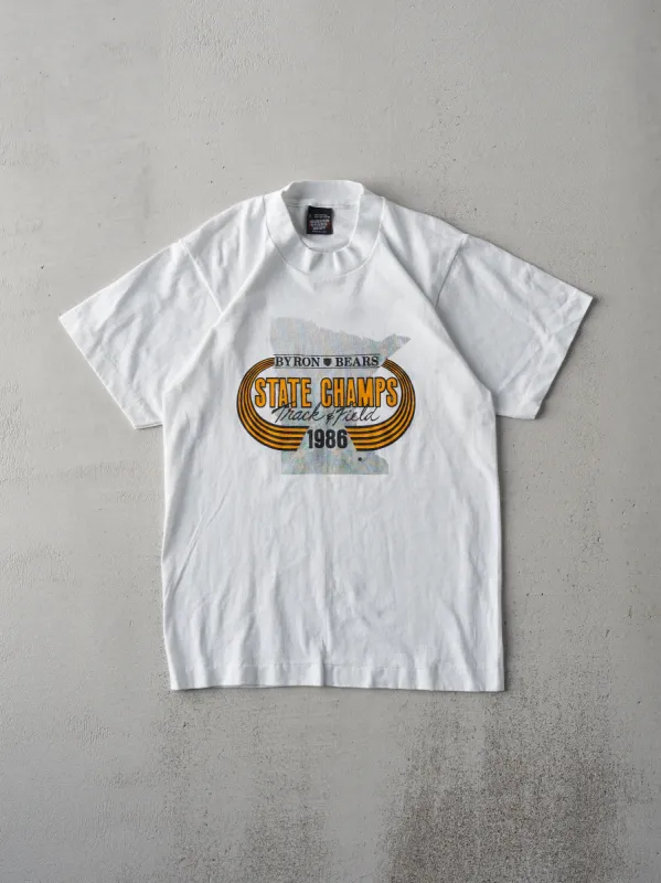 Vintage 80s White Byron Bears State Champs Single Stitch Tee (XS/S) sold by Rebalance Vintage