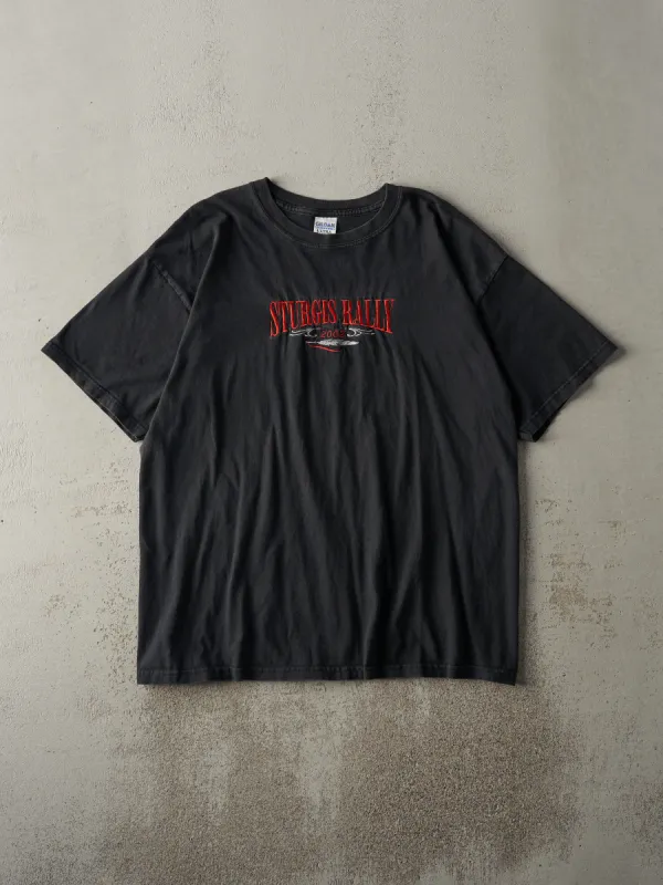 Vintage 02' Faded Black Embroidered Sturgis Rally Tee (L) made by Rebalance Vintage