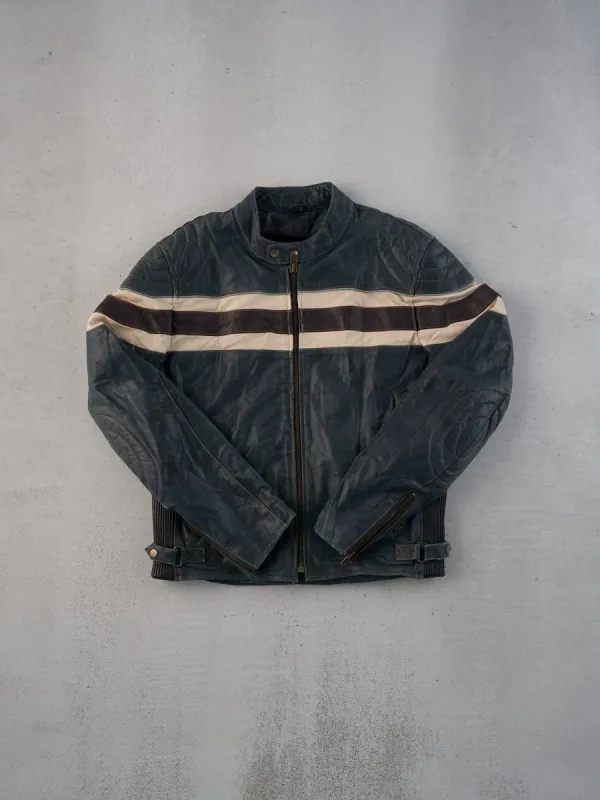 Vintage 90s Green, Black and White Motorcycle Biker Leather Jacket-M sold by Rebalance Vintage