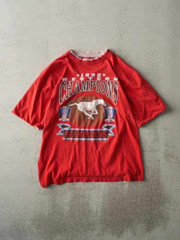 Vintage 92' Red Calgary Stampeders Western Champions Tee (M) sold by Rebalance Vintage
