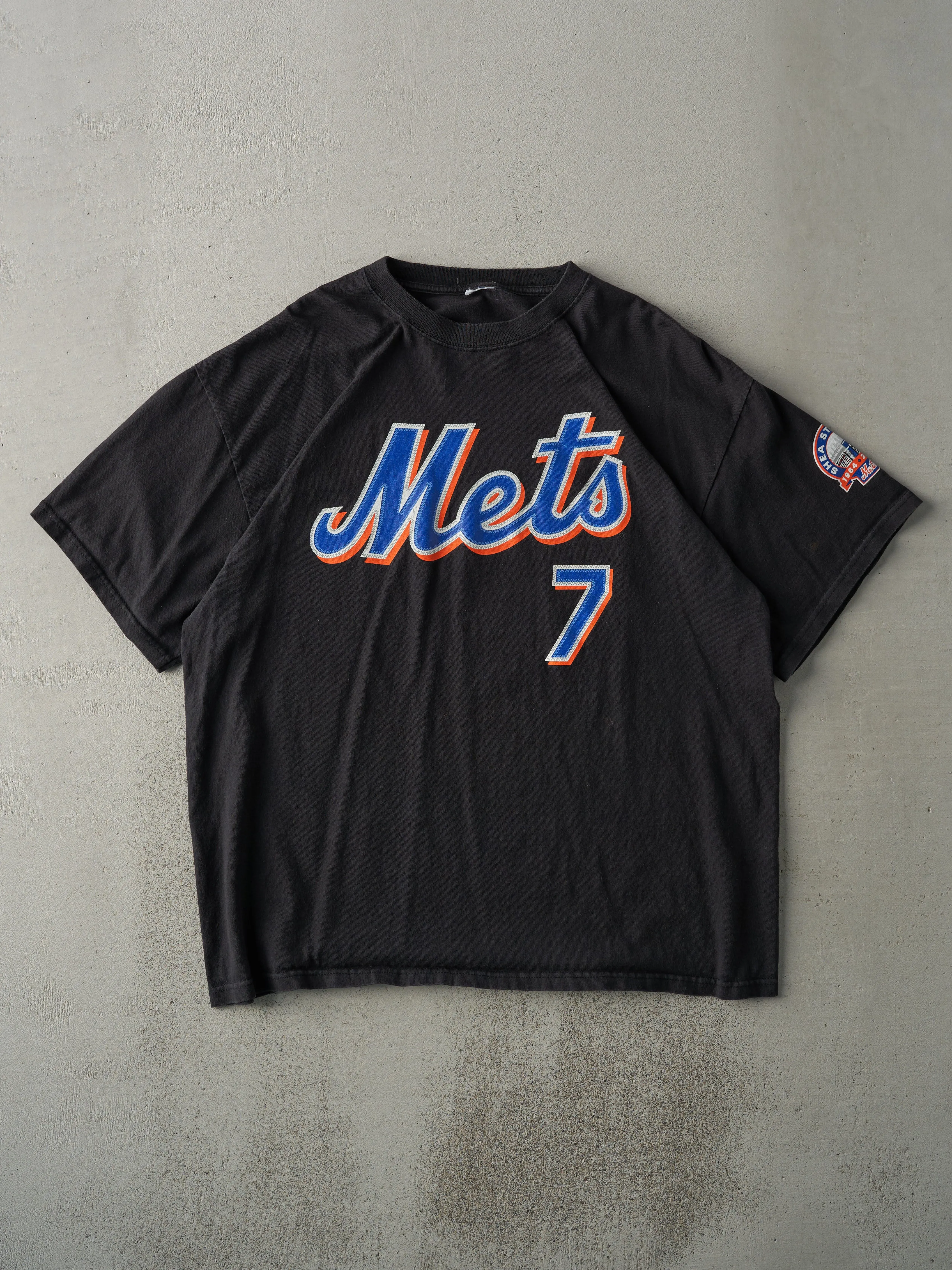 Vintage 08' Black Mets Player Jose Reyes Baseball Tee (L) sold by Rebalance Vintage